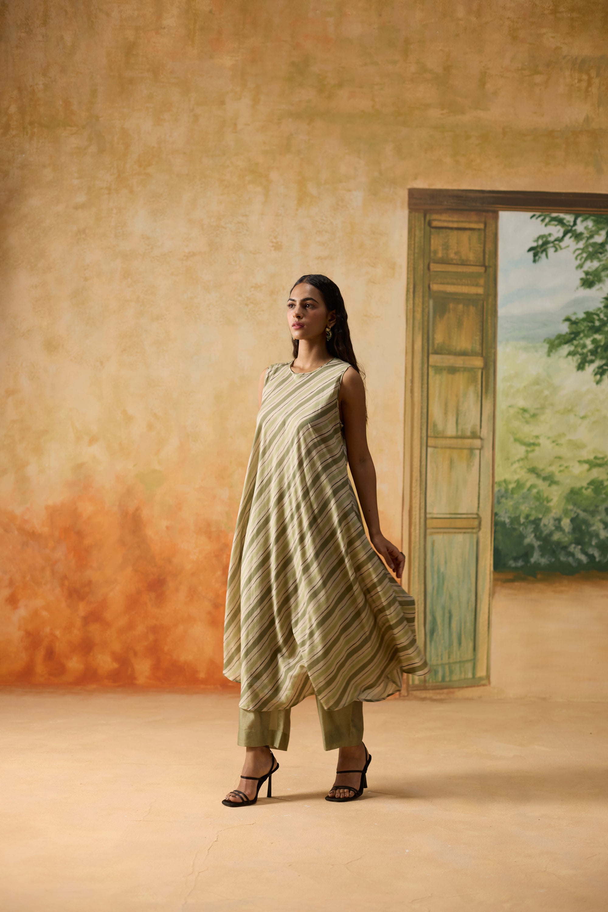 Gleam Tunic - Beige And Green