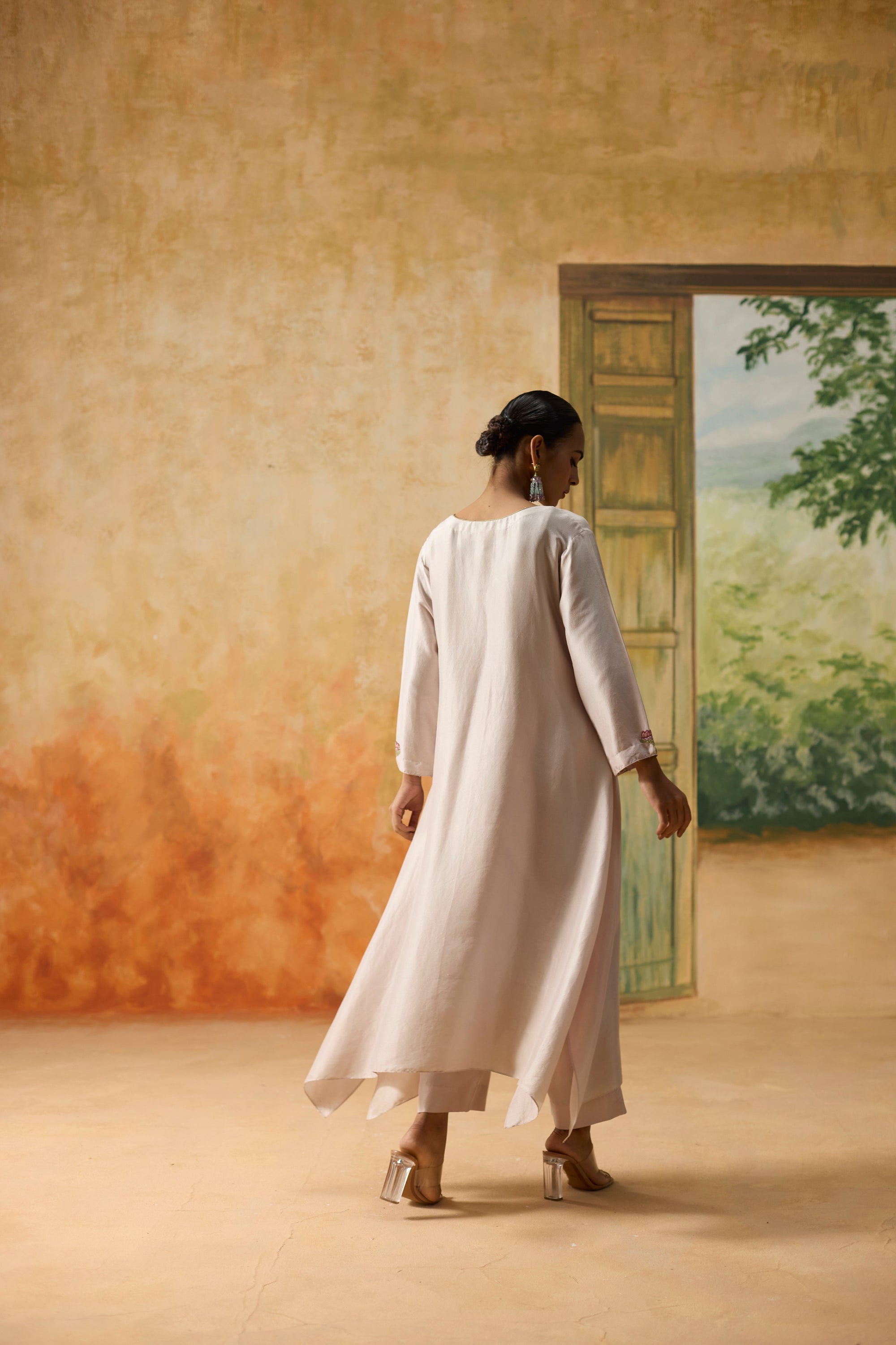 Orchid Kurta Set - Light Grey