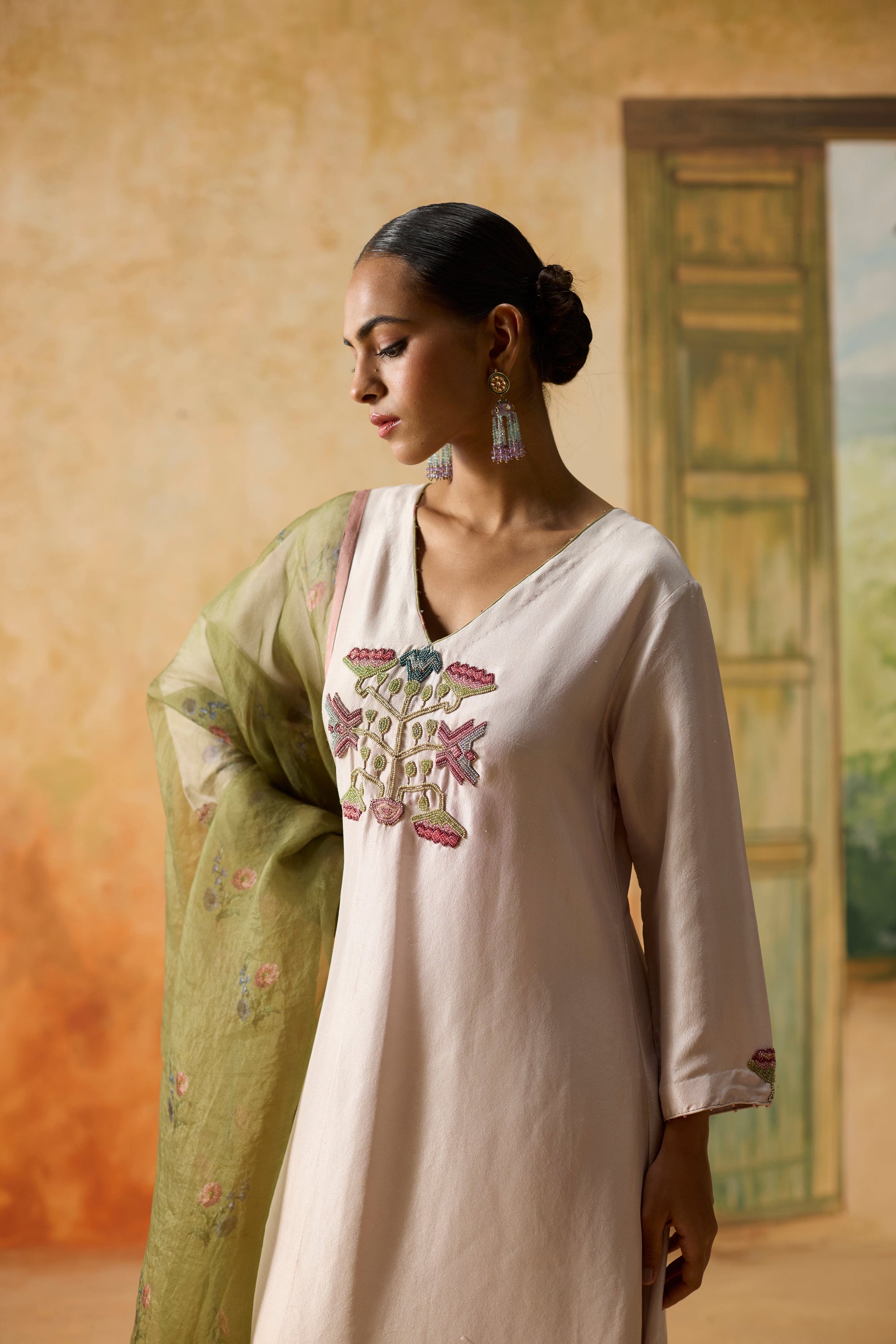Orchid Kurta Set - Light Grey
