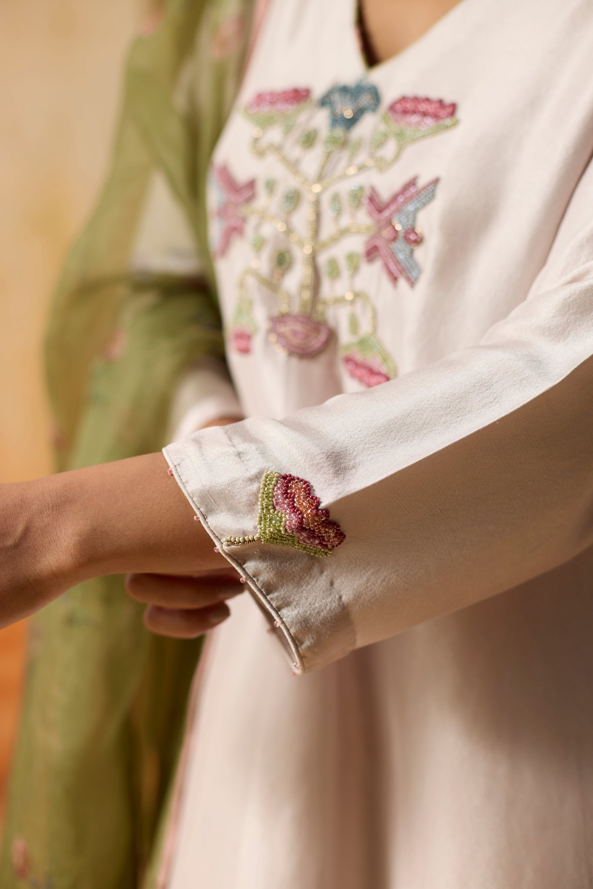 Orchid Kurta Set - Light Grey