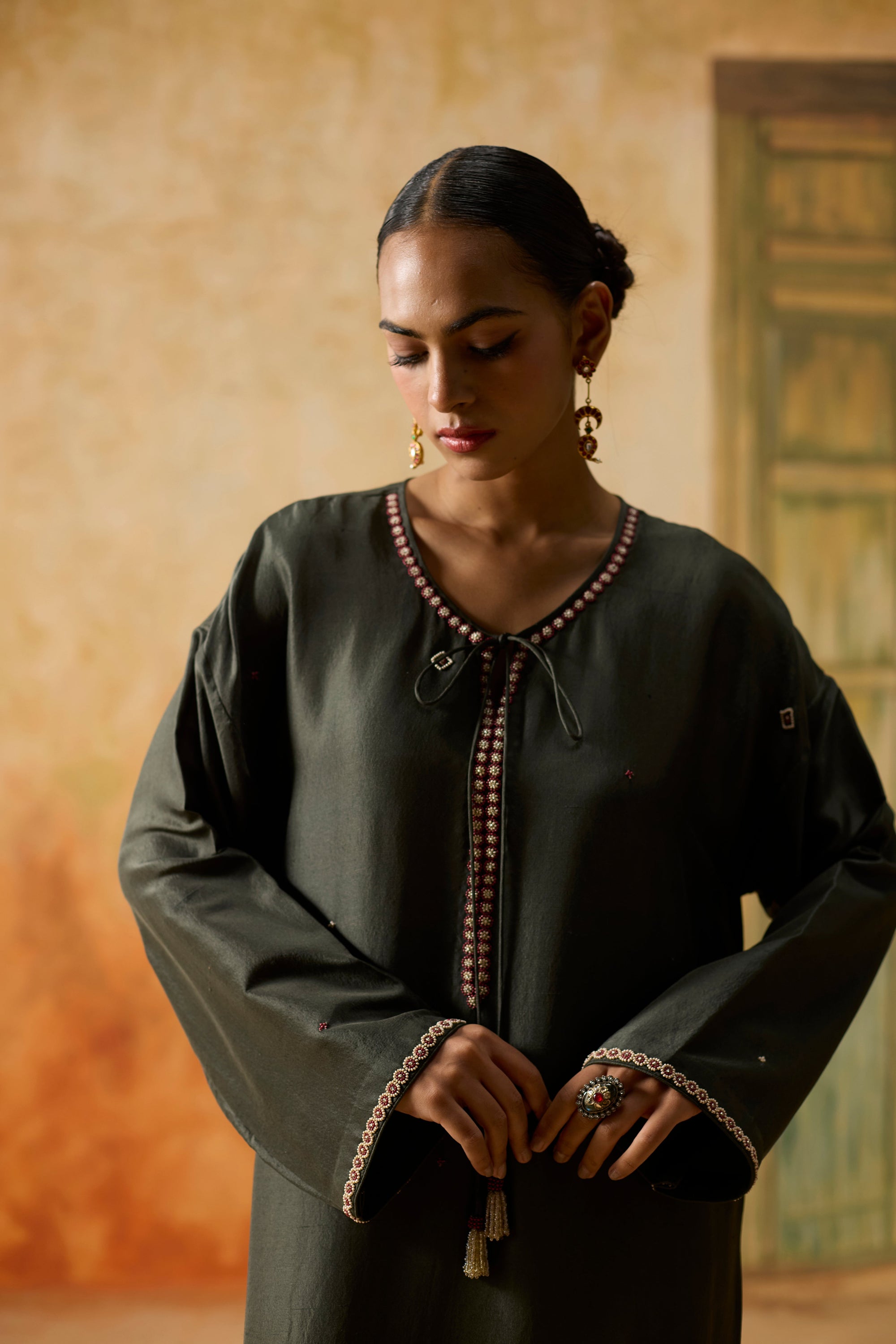 Rosewood Kurta Set - Charcoal Grey