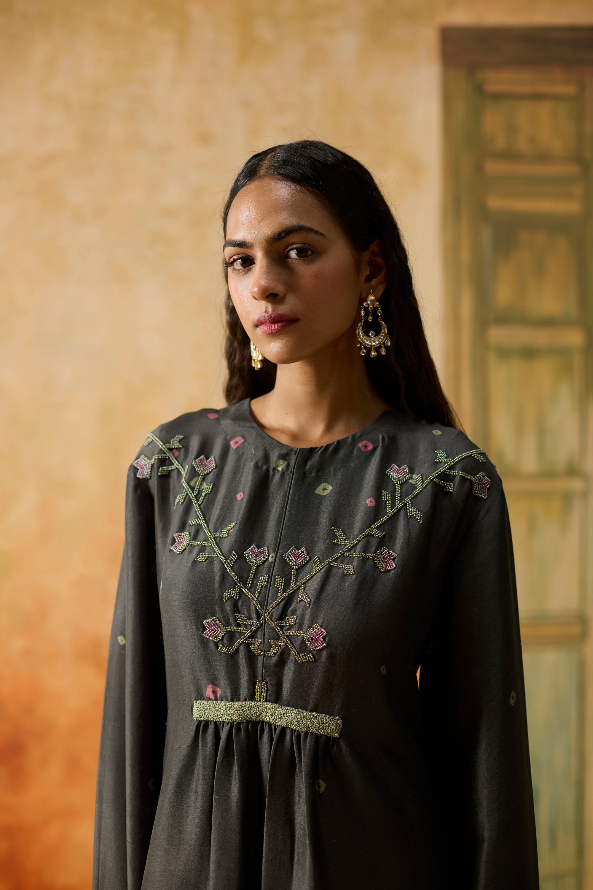 Bandani Kurta Set - Charcoal Grey