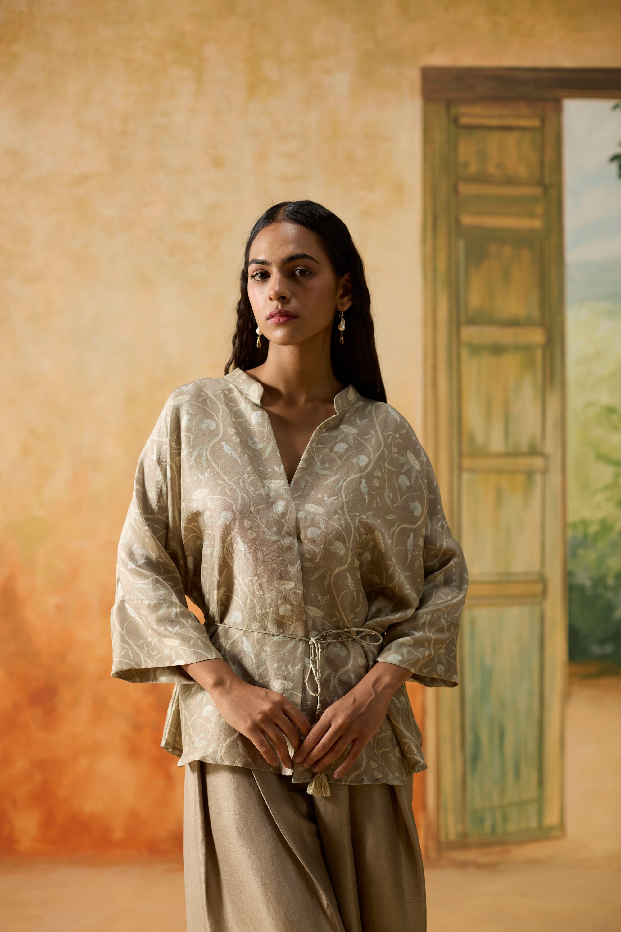Ashen Top - Beige And Off - White