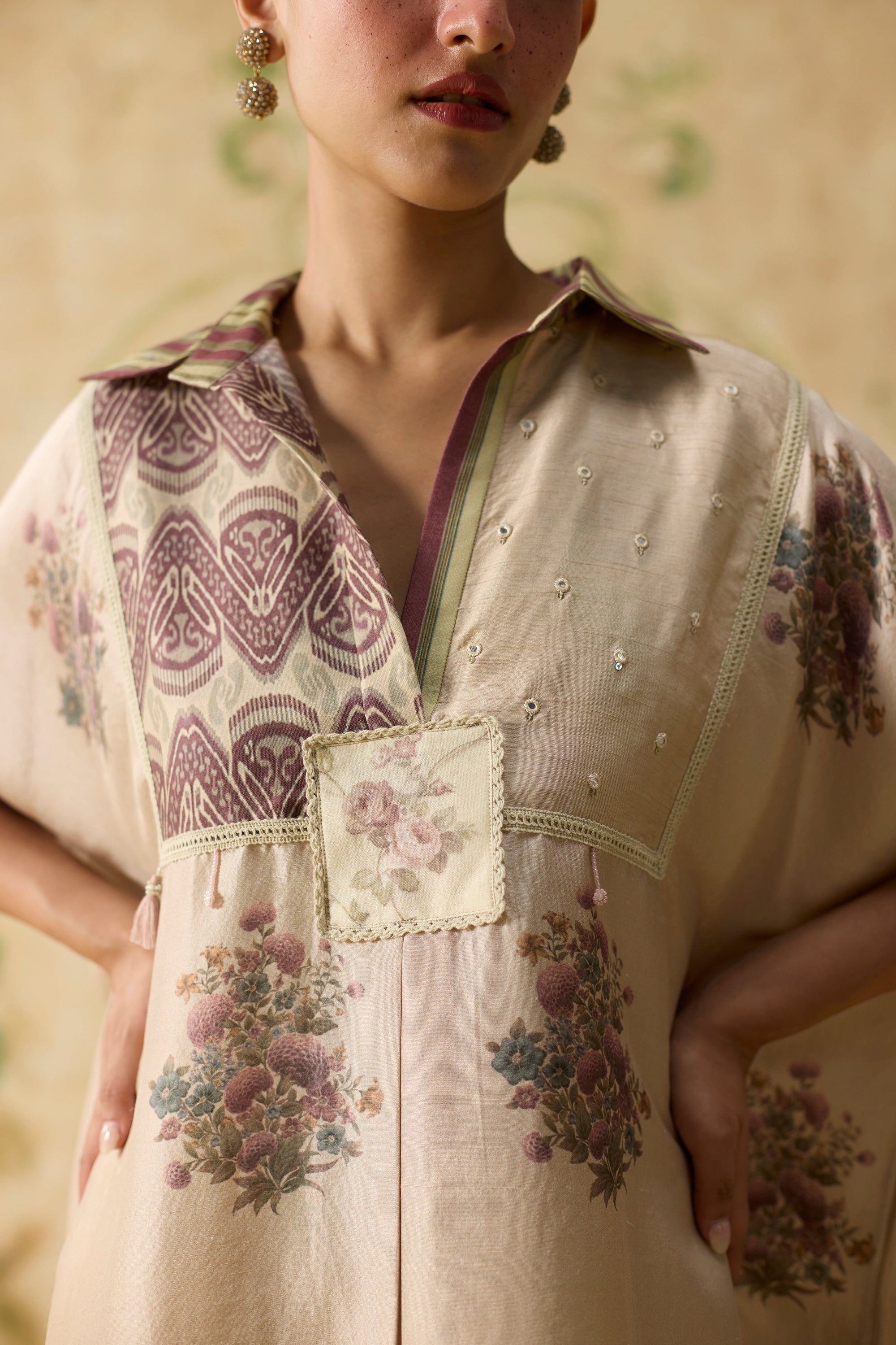 Kiiro Top - Beige And Purple