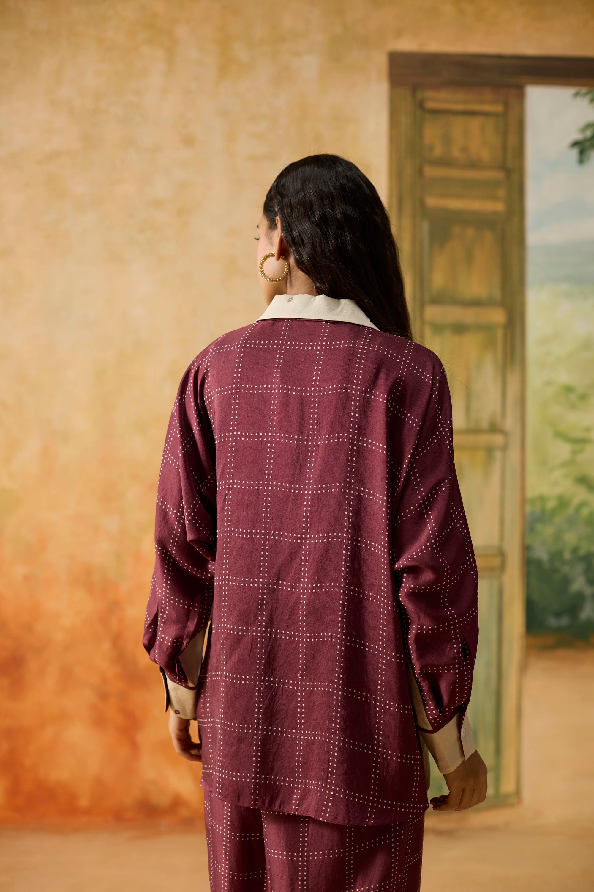 Maple Shirt - Beige And Burgundy