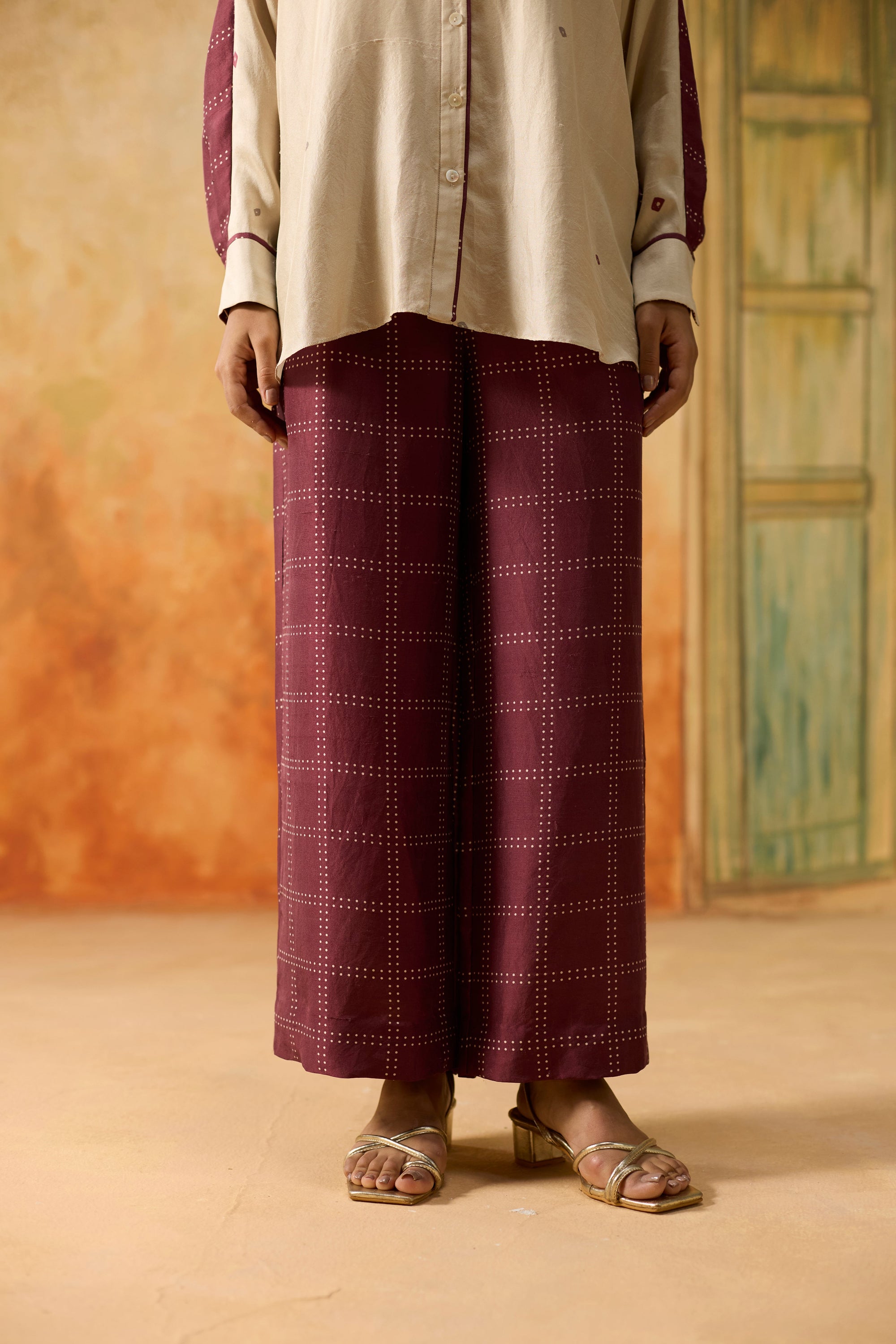 Maple Shirt - Beige And Burgundy