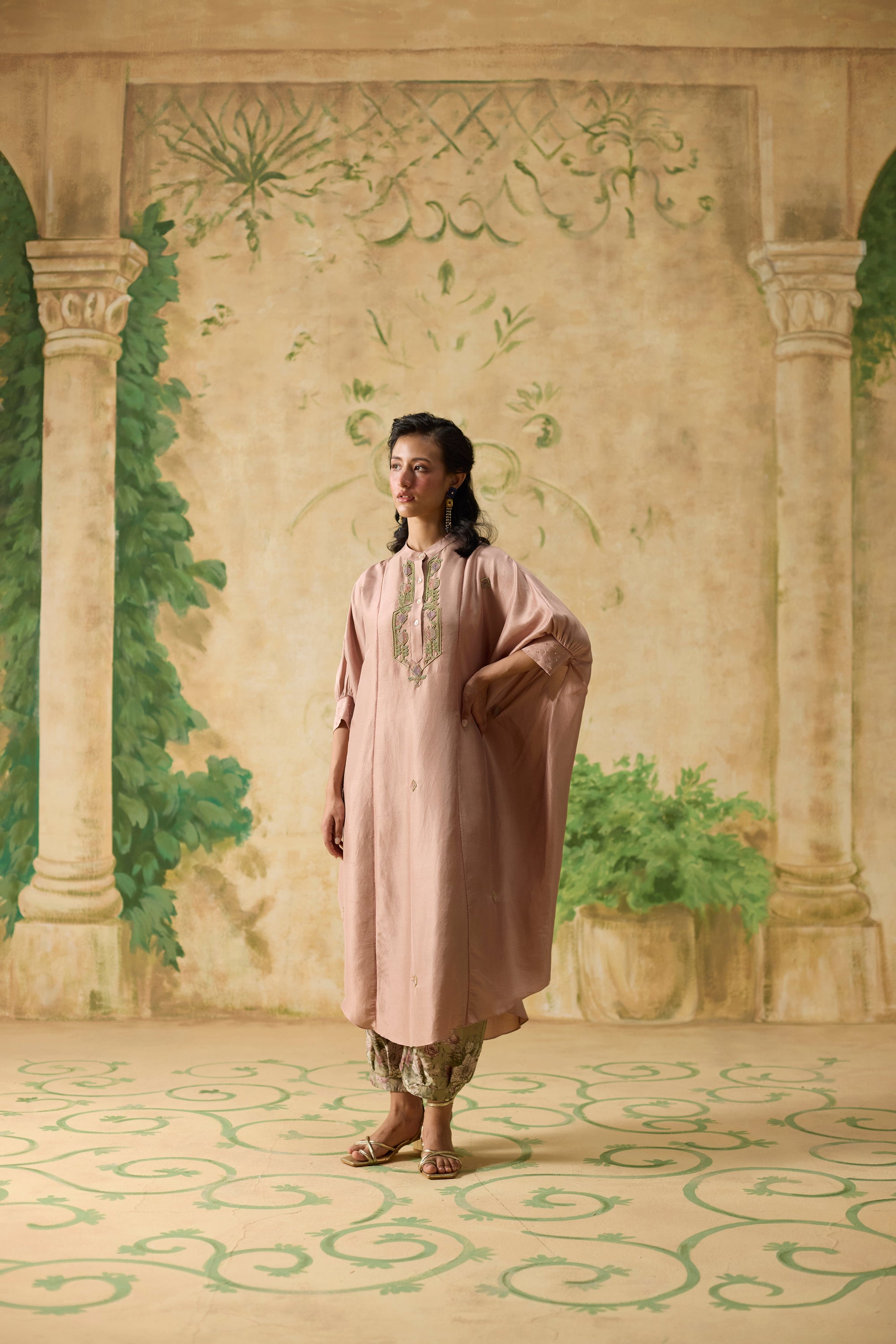 Brisa Kaftan Set - Pink And Brown