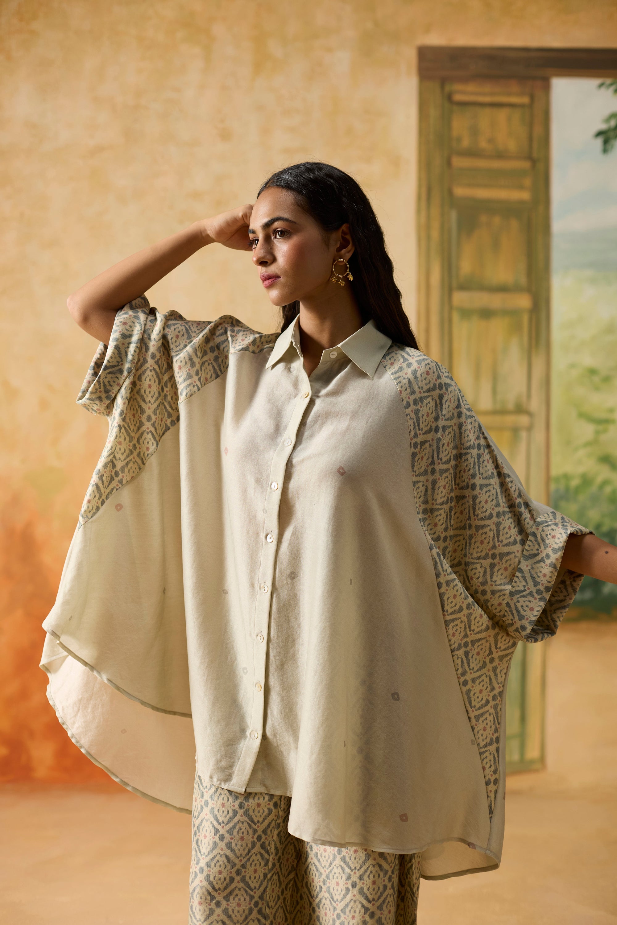 Mist Shirt - Beige And Blue