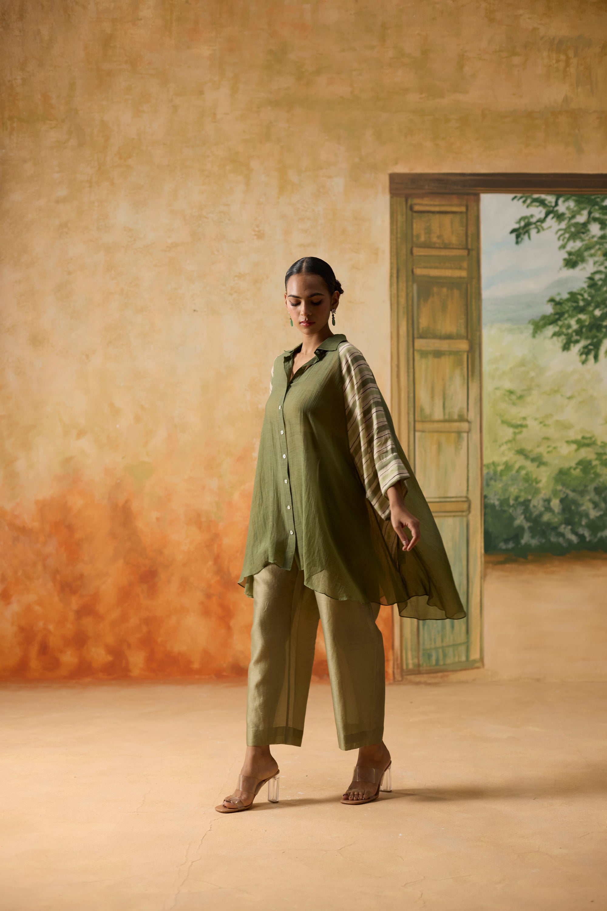 Mist Shirt - Beige And Green