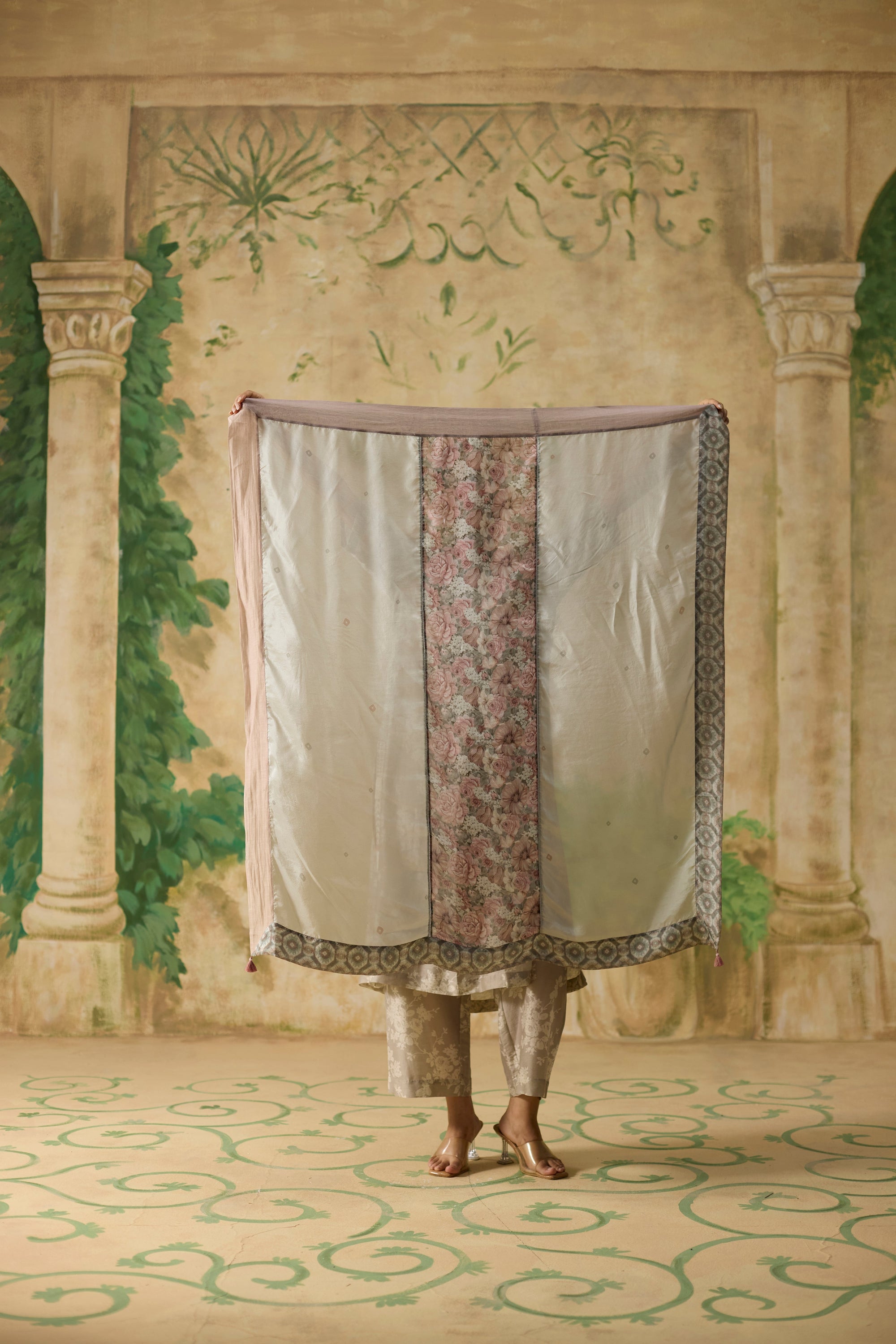 Fulard Scarf - Pink And Beige