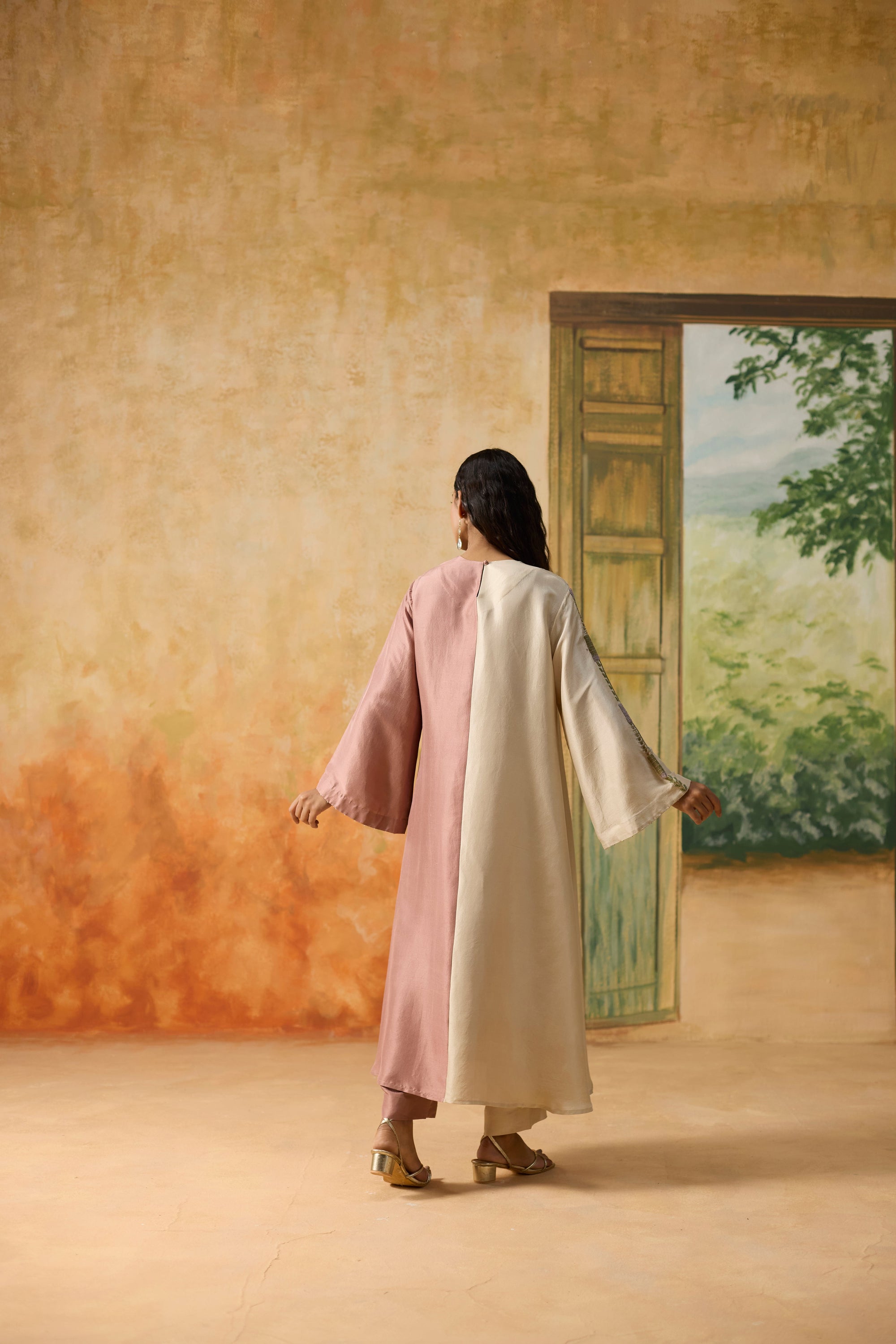 Twain Pant - Pink And Beige