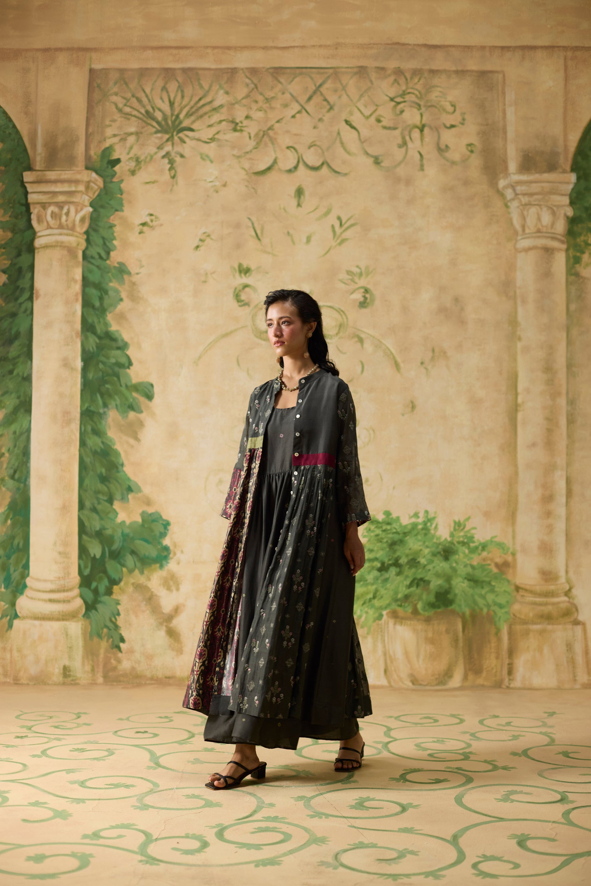 Raye Tunic - Charcoal Grey And Burgundy