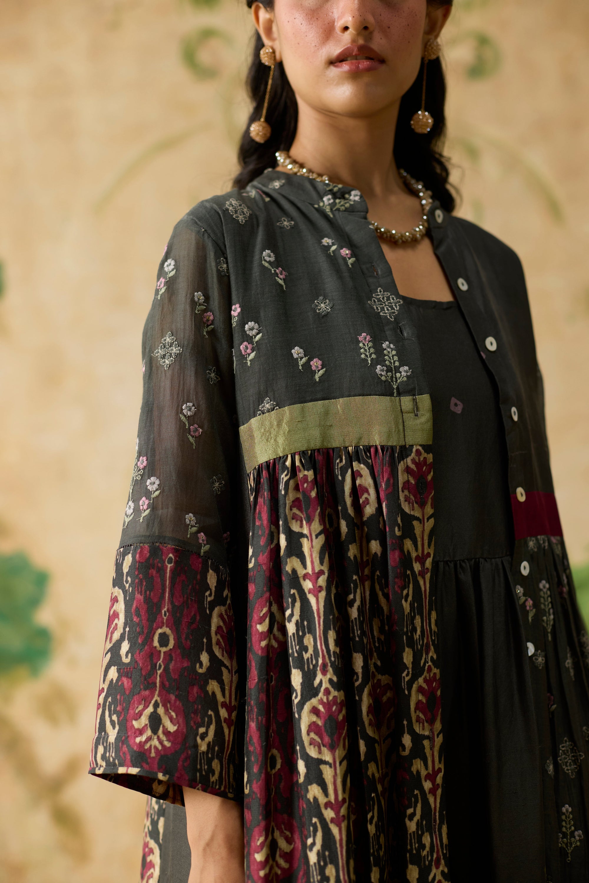 Raye Tunic - Charcoal Grey And Burgundy