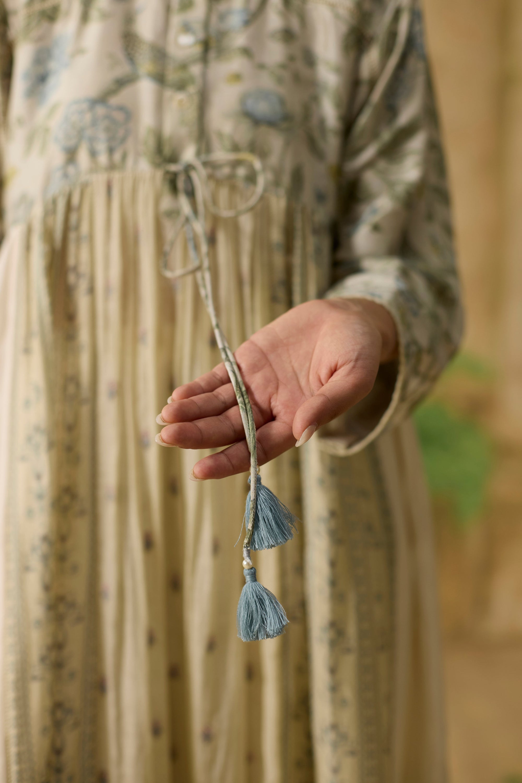 Chowa Kurta - Light Grey And Blue