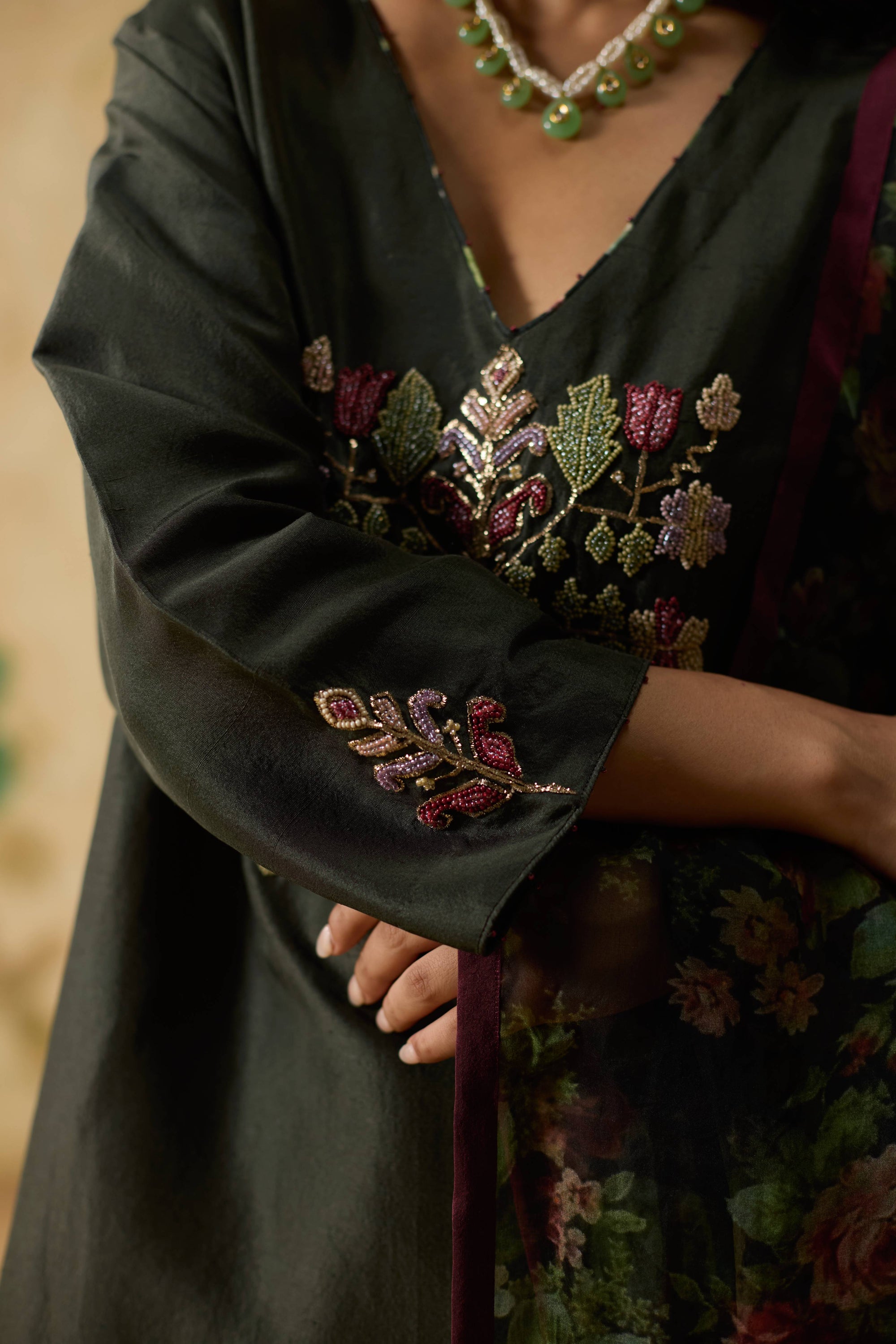 Orchid Kurta - Charcoal Grey