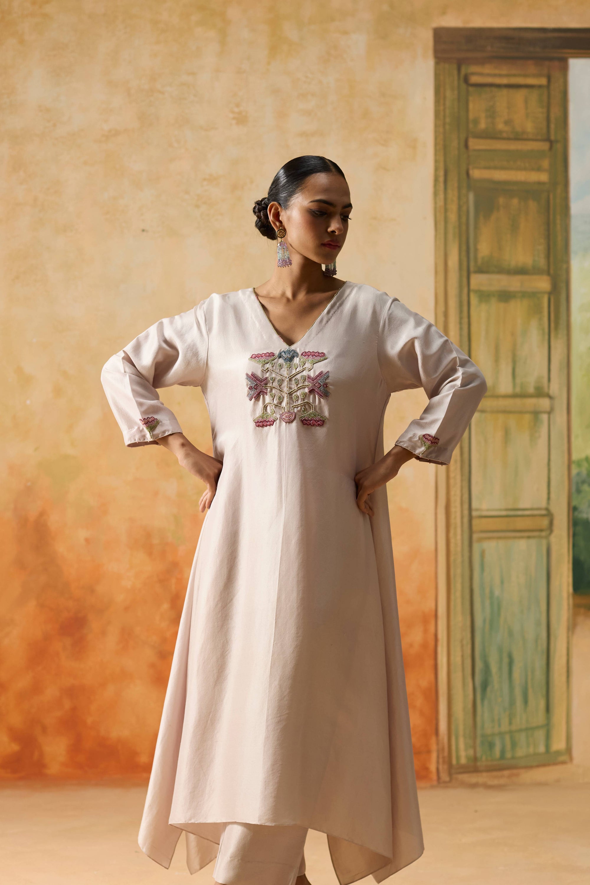 Orchid Kurta - Light Grey
