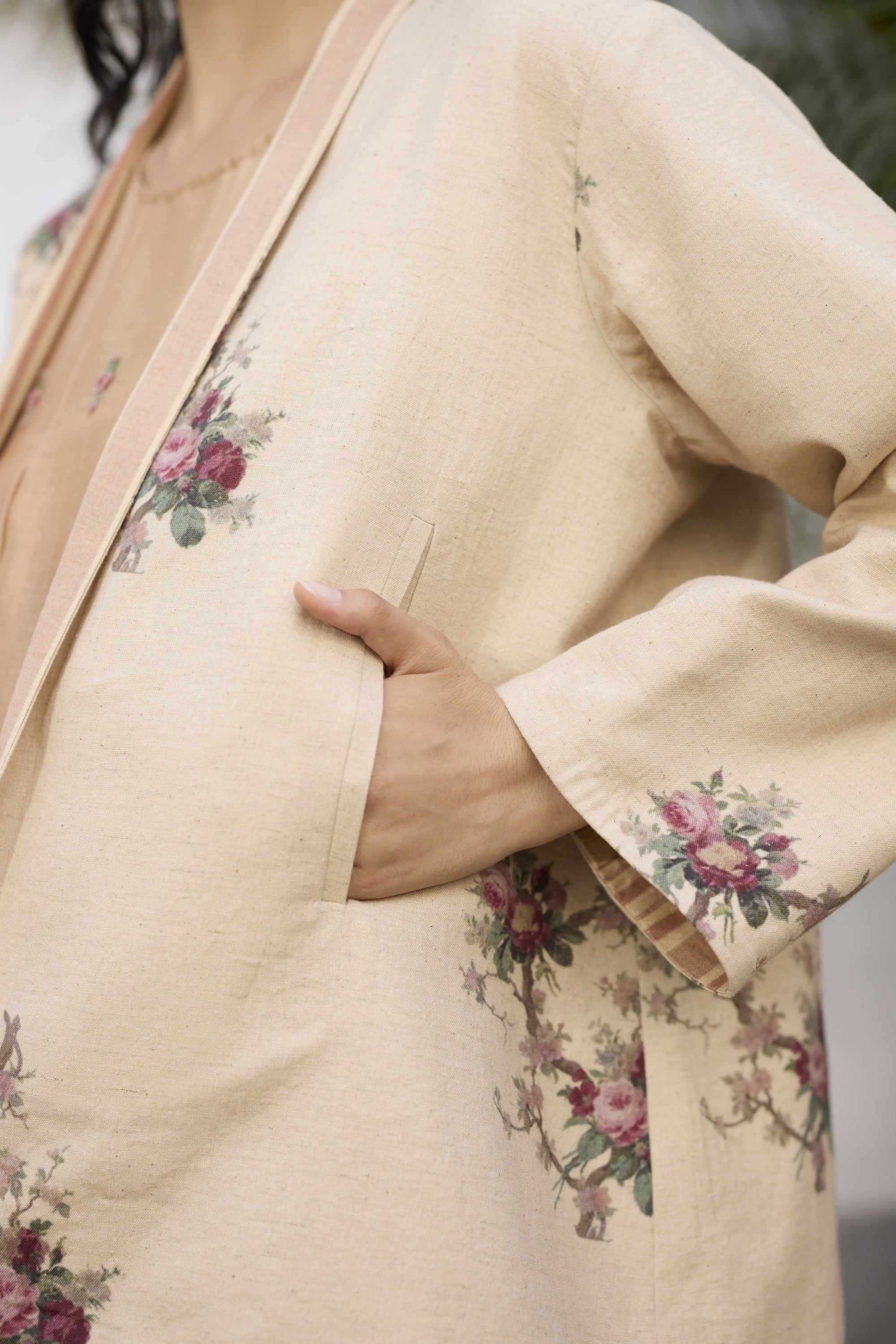 Solene Jacket- Ecru and Peach