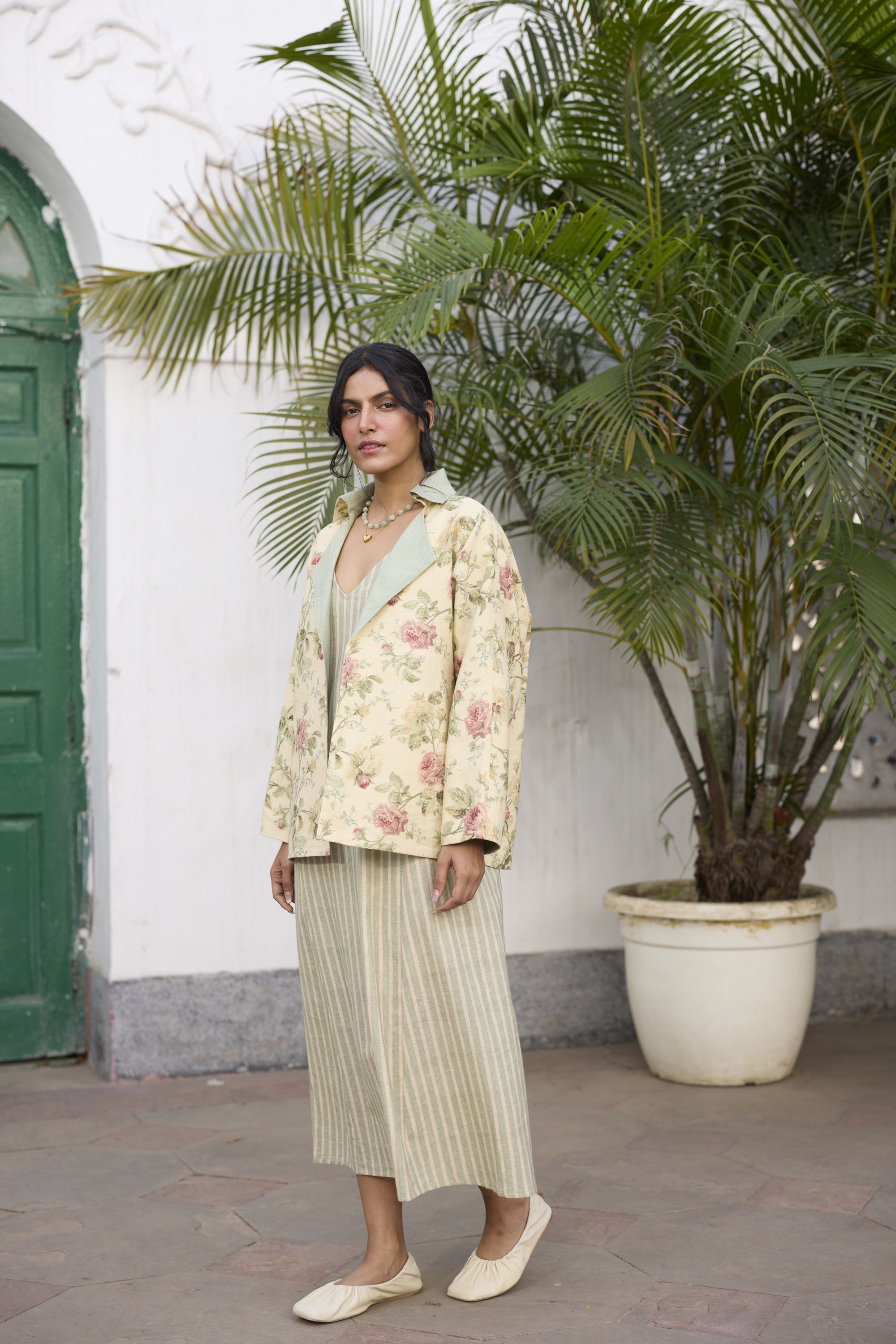 Orla Jacket- Green and Peach