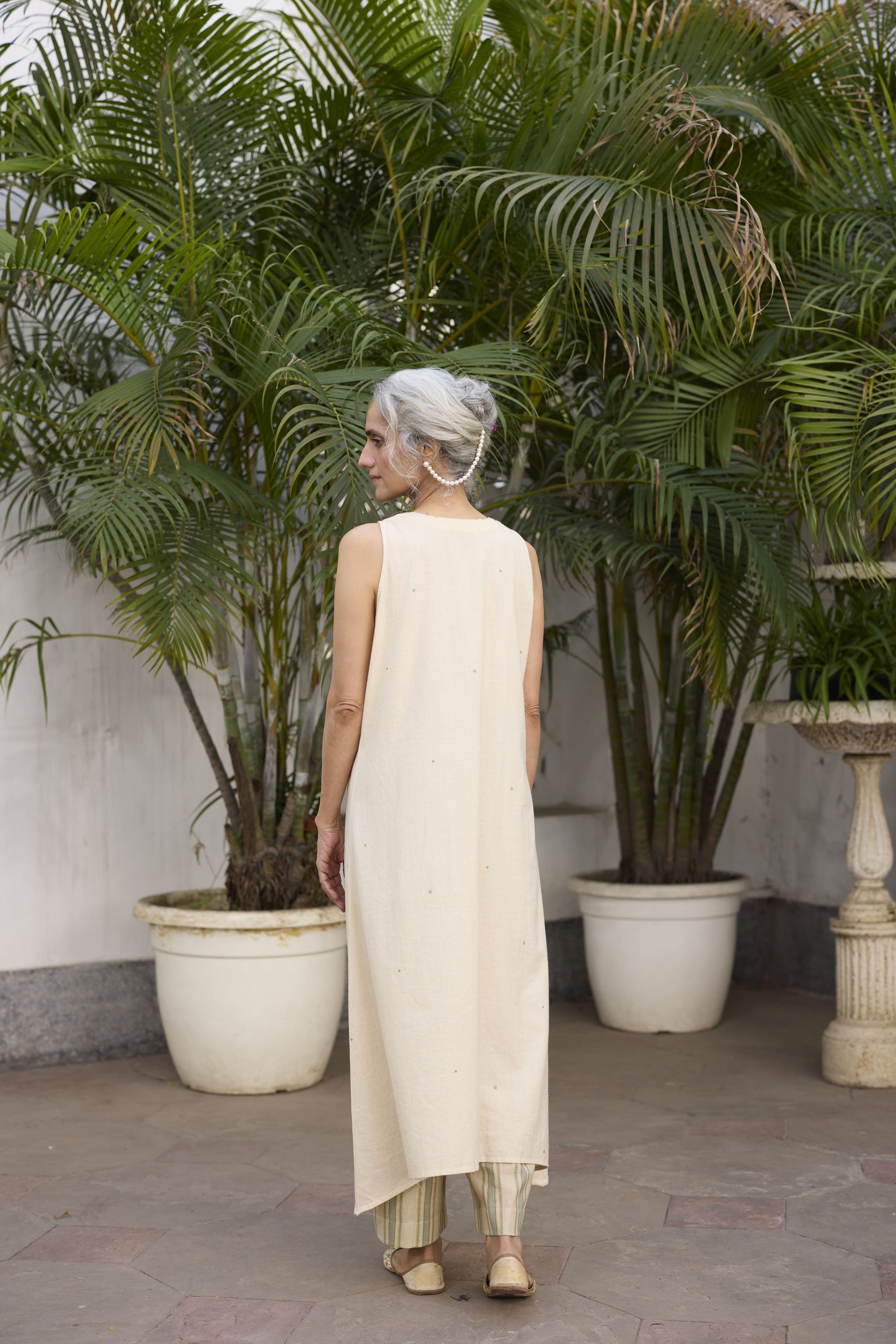 Mirelle Kurta Set- Ecru and Green