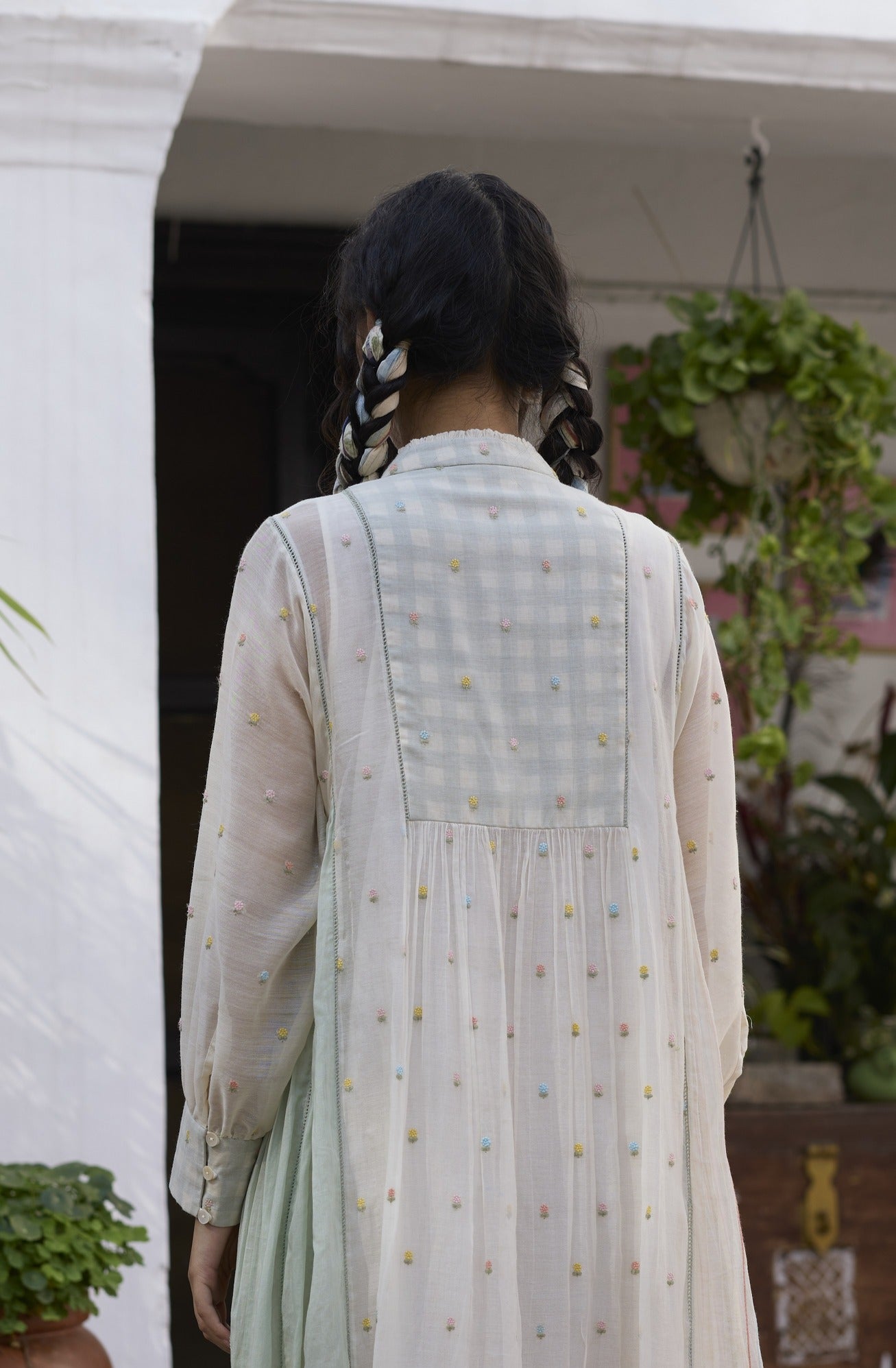 Akari Tunic- Off-white and Blue