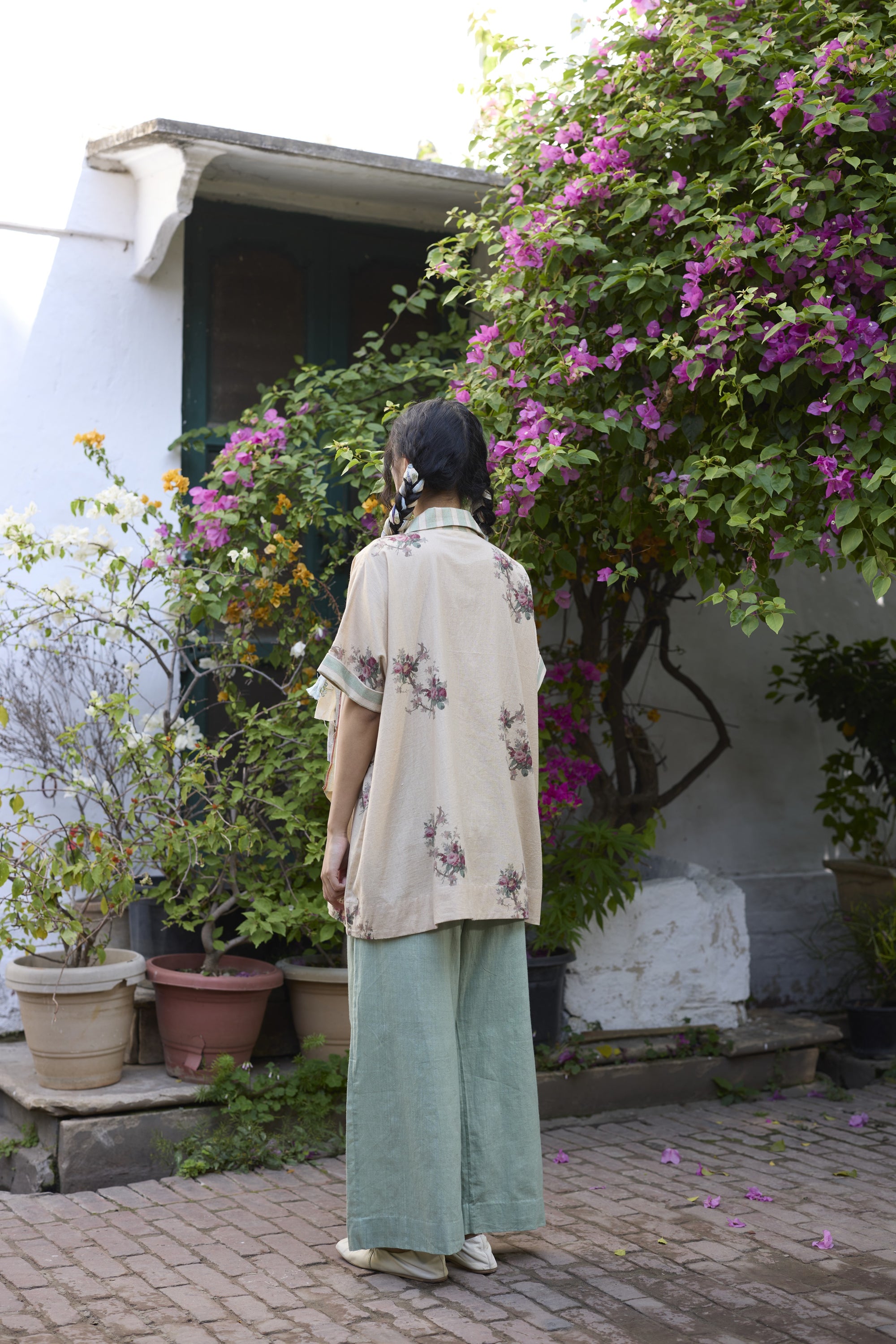 Kiiro Top- Ecru and Pink