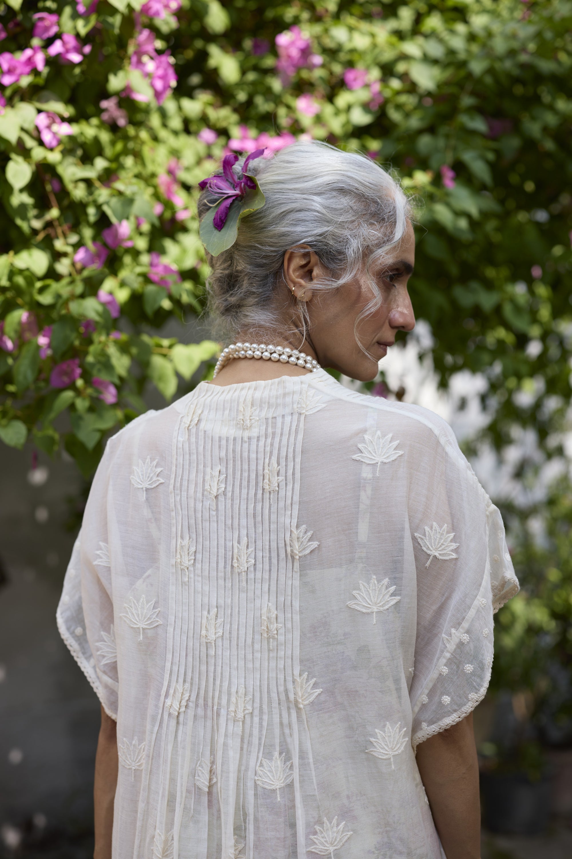 Chiaro Kaftan Set- Off white and Pink