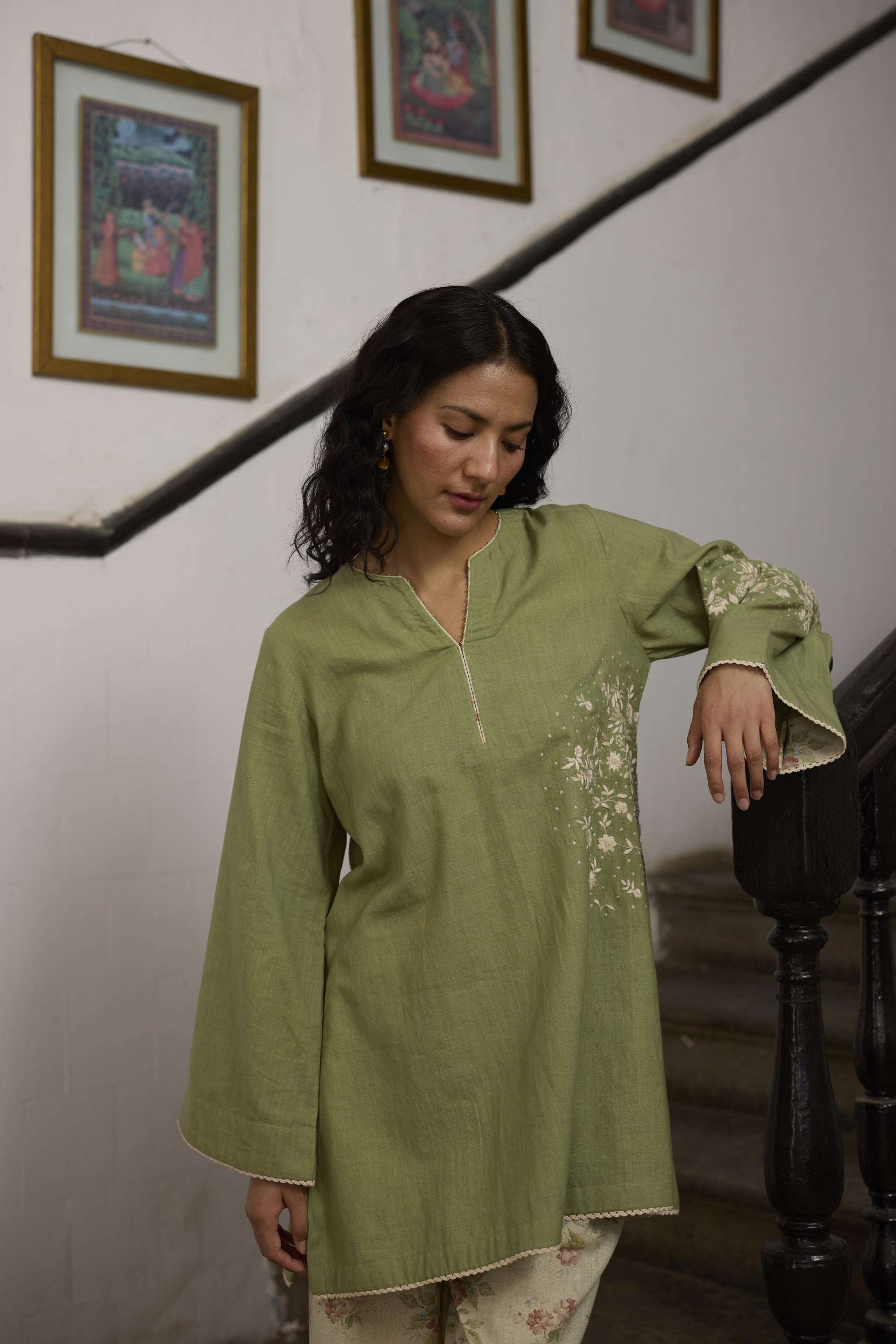 Aster Kurta Set- Green
