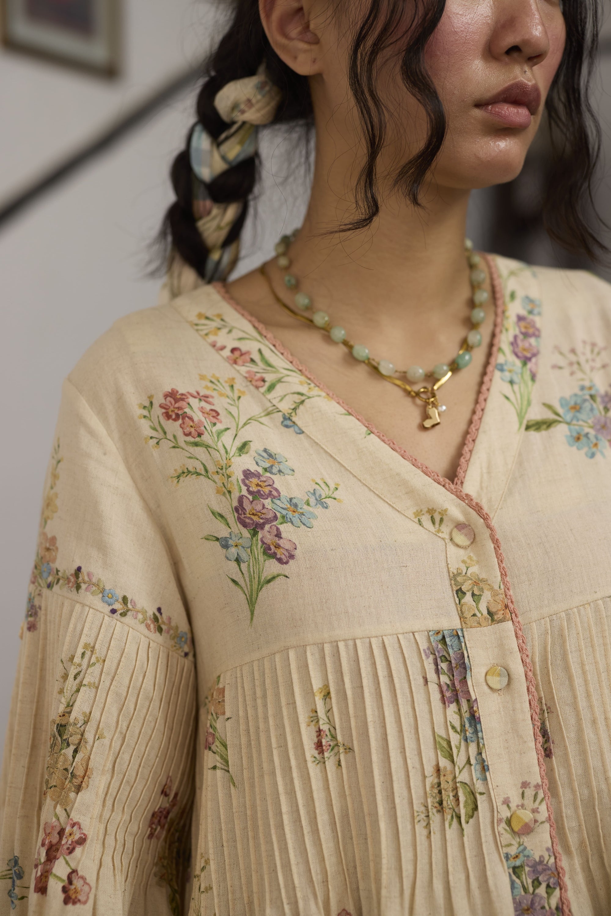 Rosaline Tunic set- Ecru and Pink