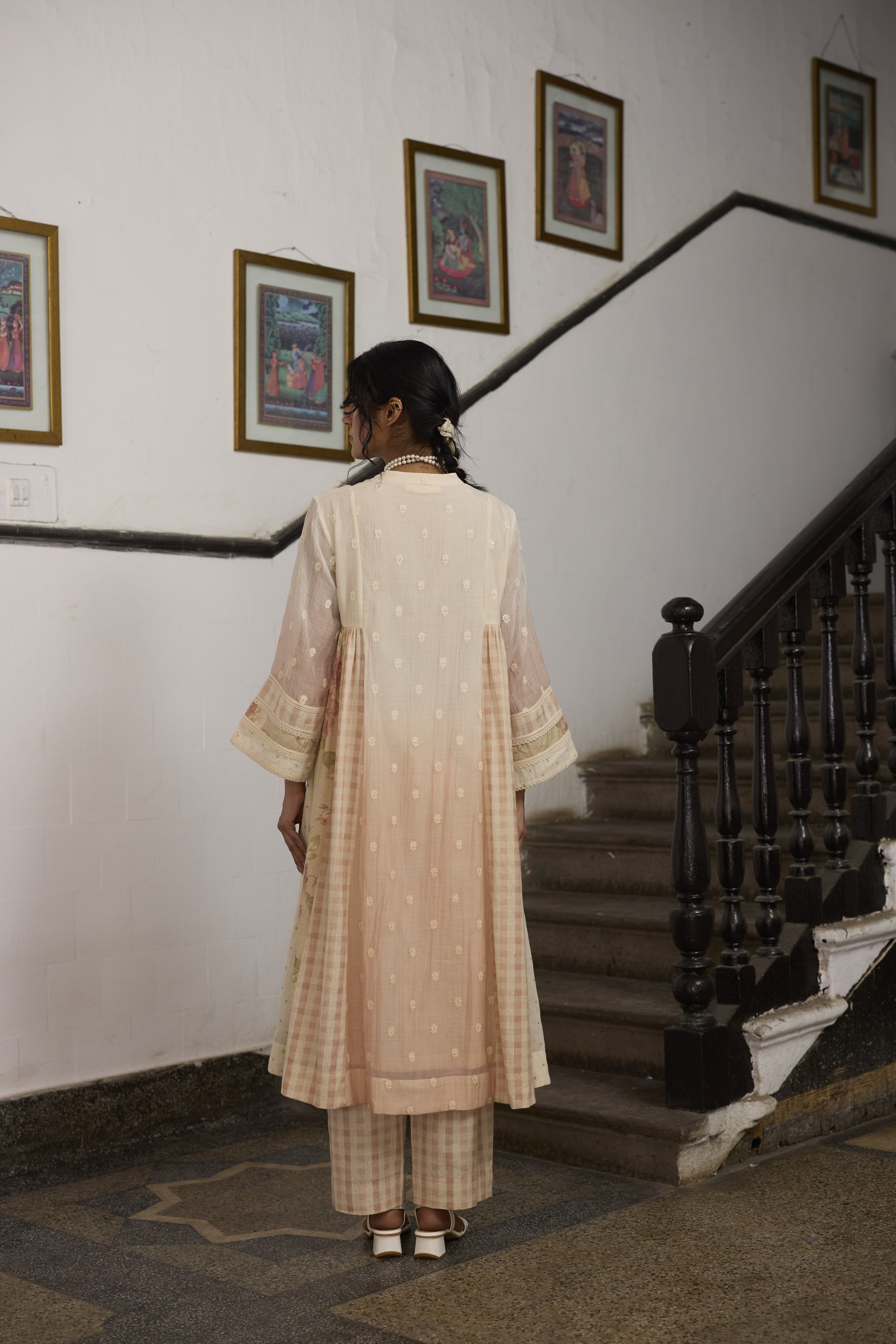 Bokashi Kurta- Off white and Peach
