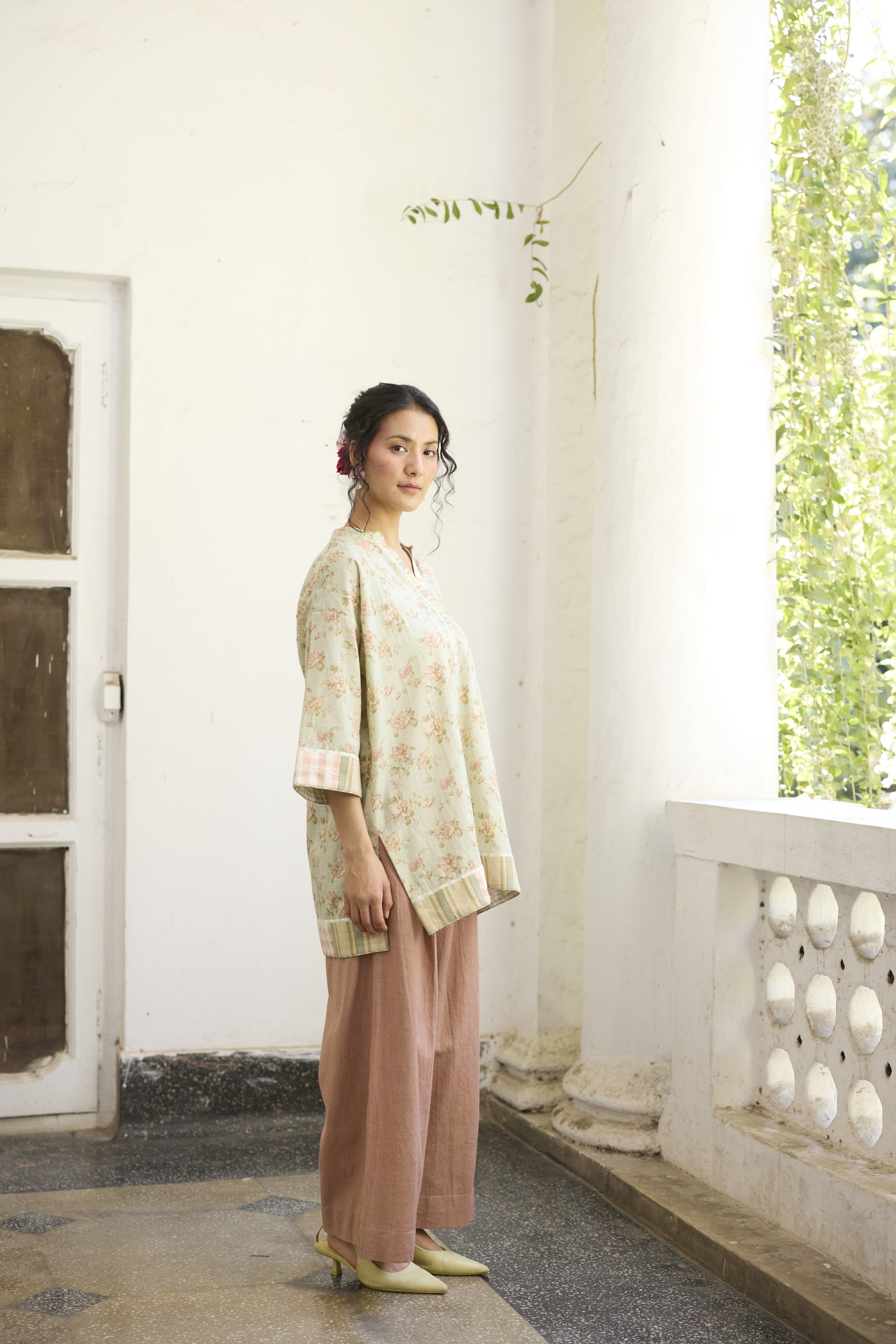 Mio Top- Blue and Peach