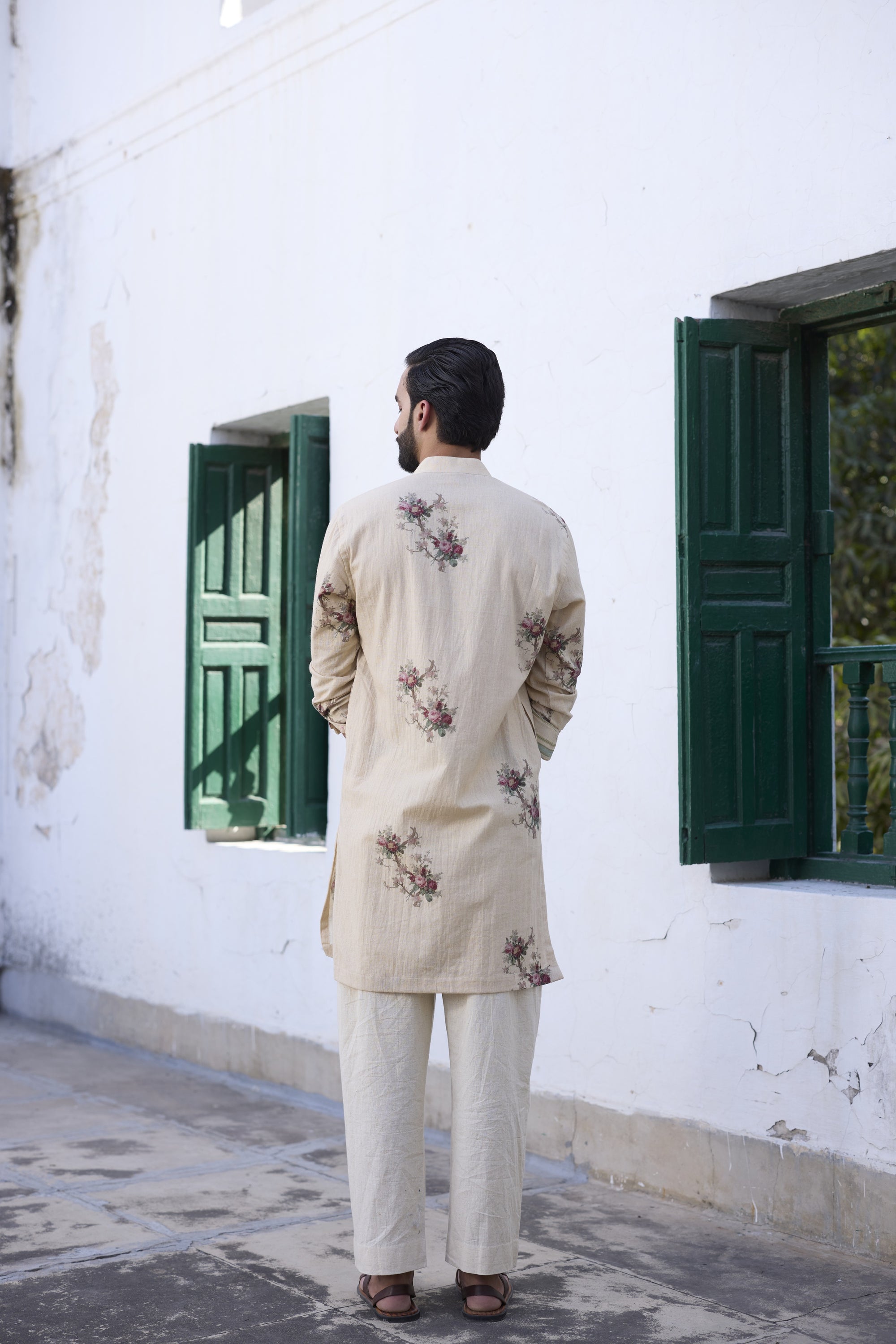 Brio Kurta- Ecru and Red