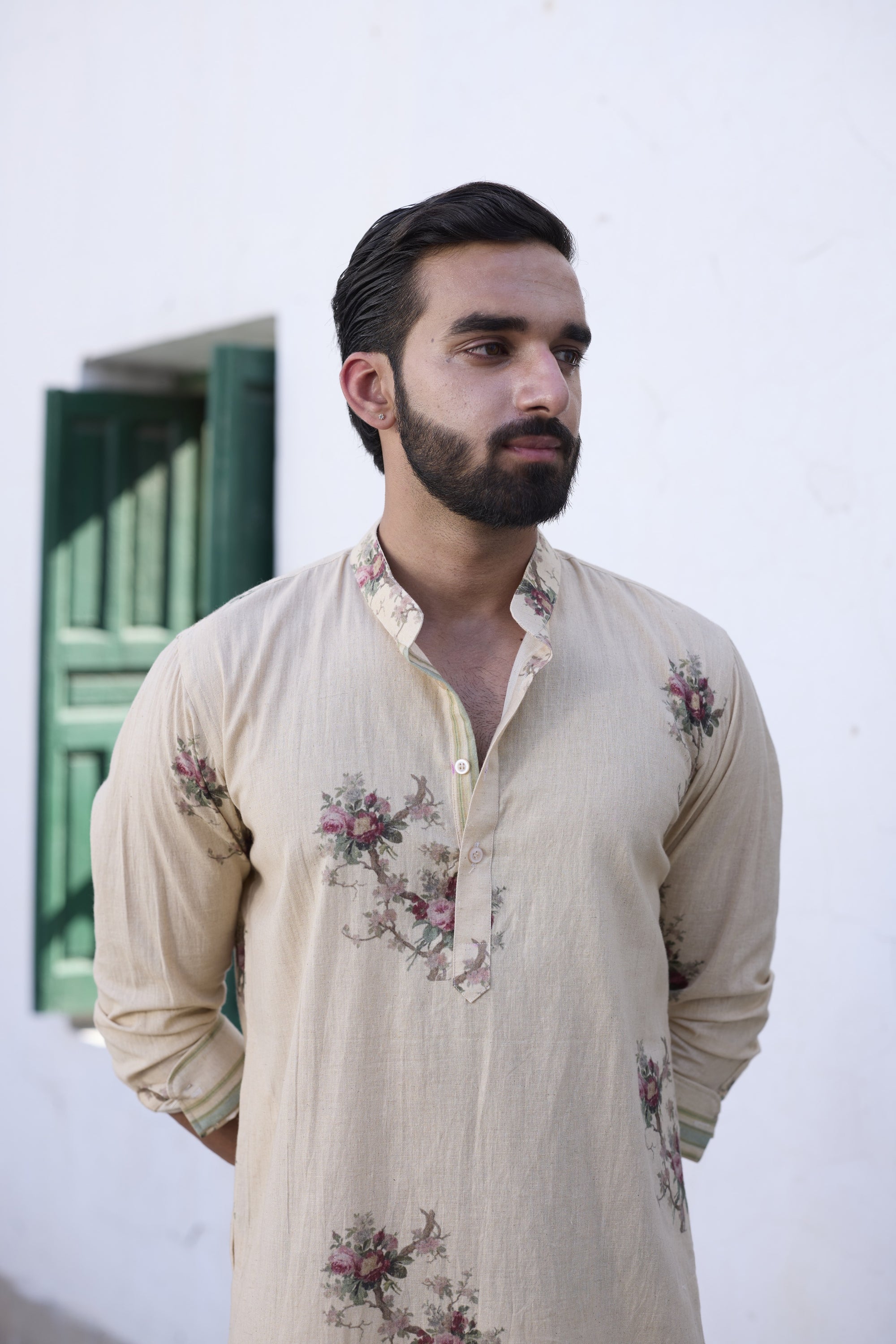 Brio Kurta Set- Ecru and Red