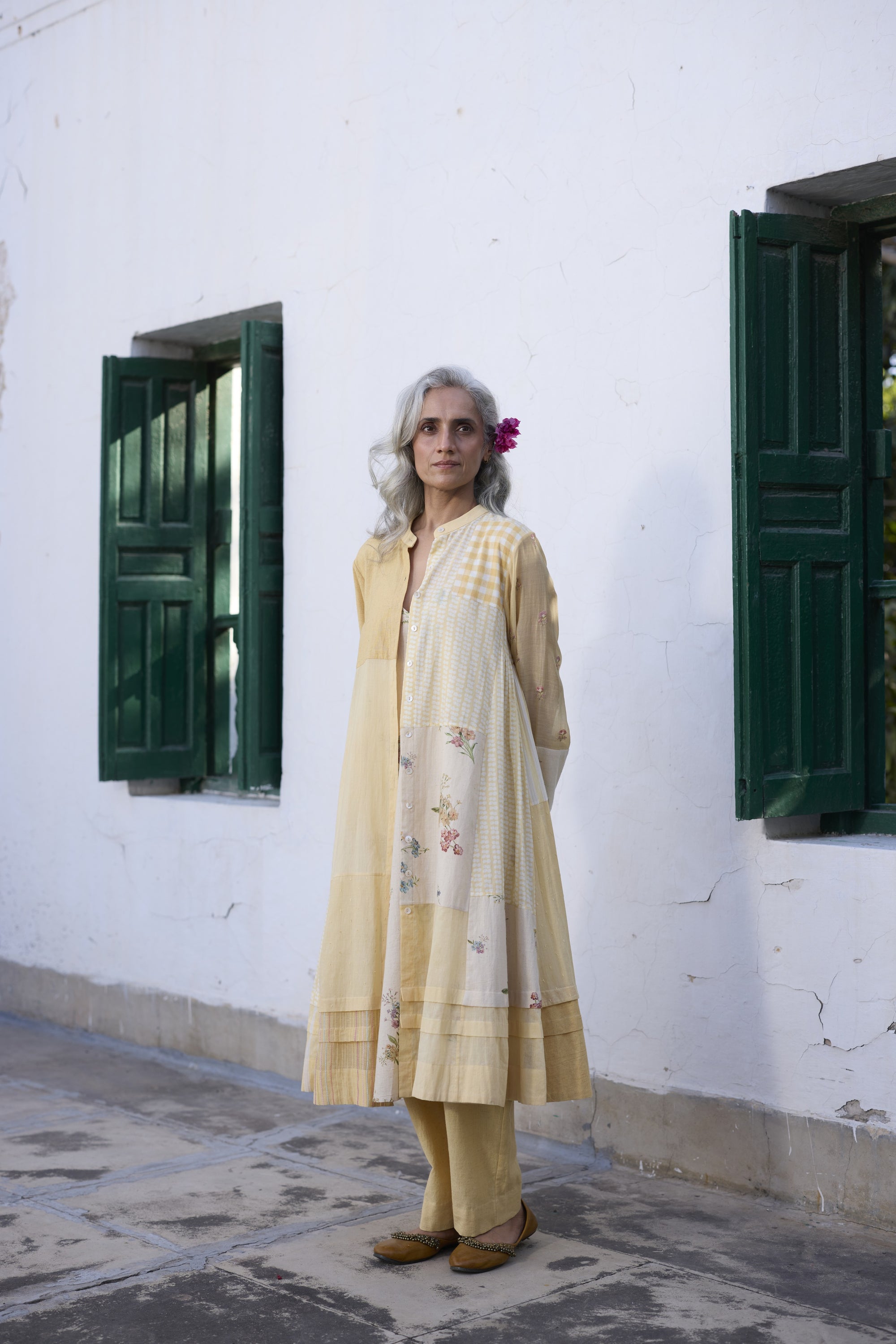 Johin Tunic- Ecru and Yellow