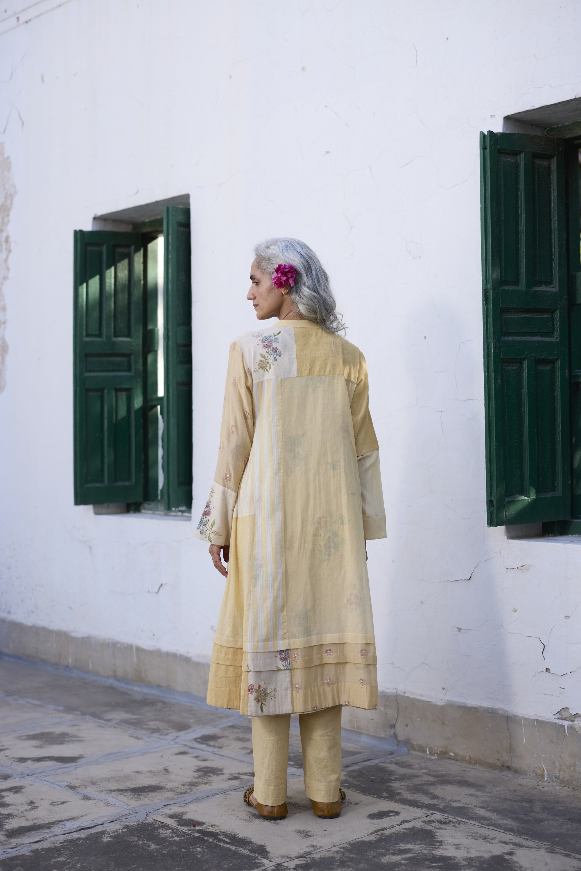 Johin Tunic- Ecru and Yellow