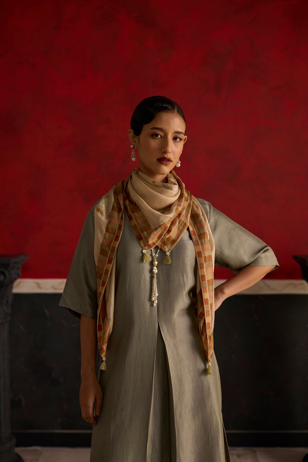 Fulard Scarf- Peach and Beige