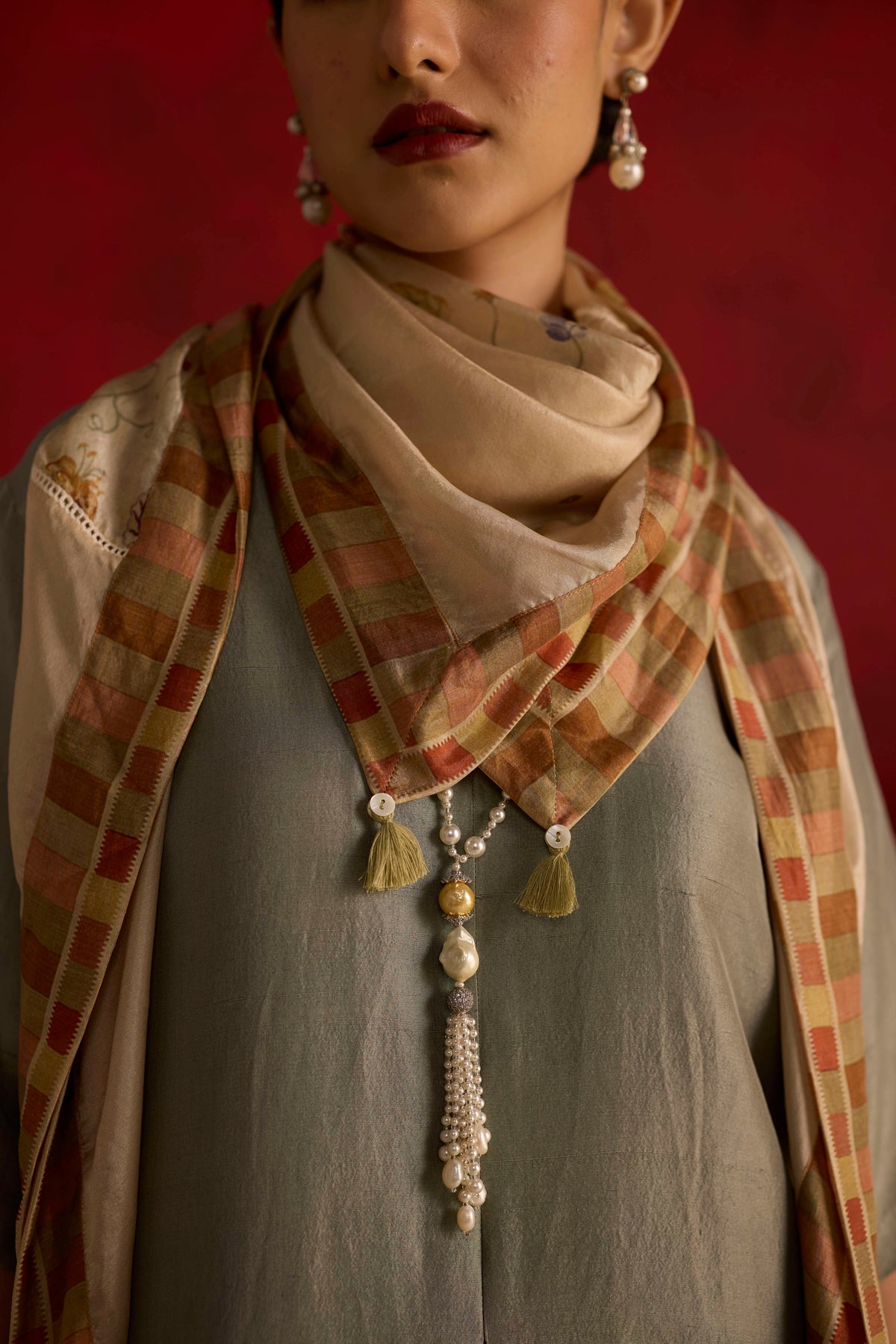 Fulard Scarf- Peach and Beige