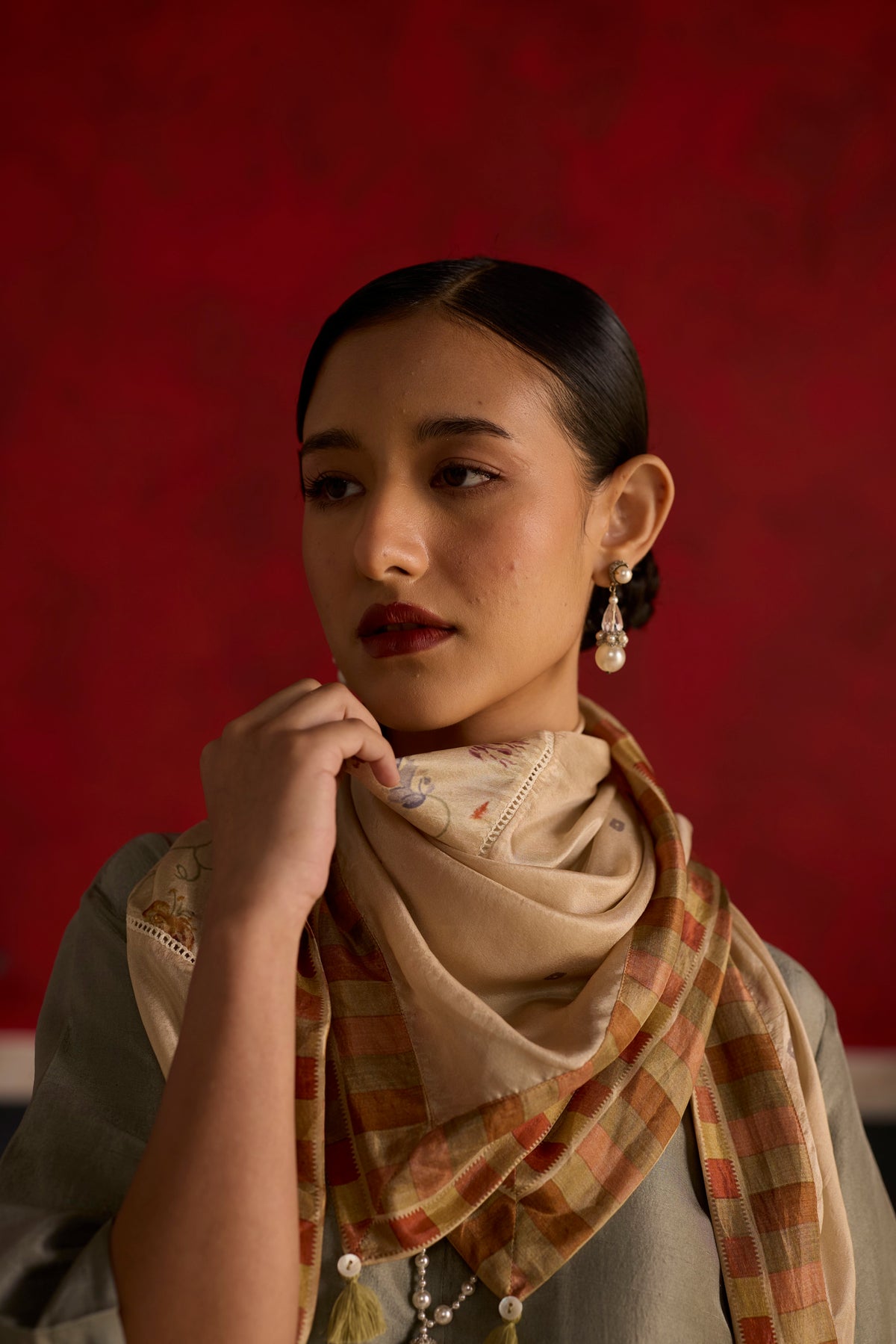Fulard Scarf- Peach and Beige