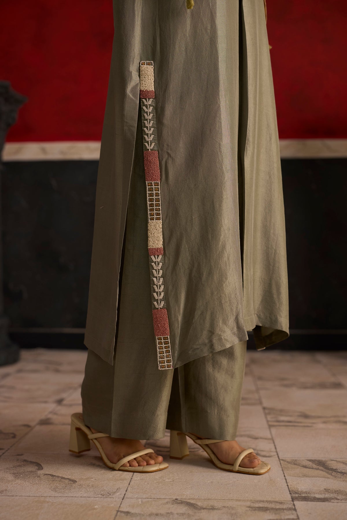 Fulard Kurta set- Green