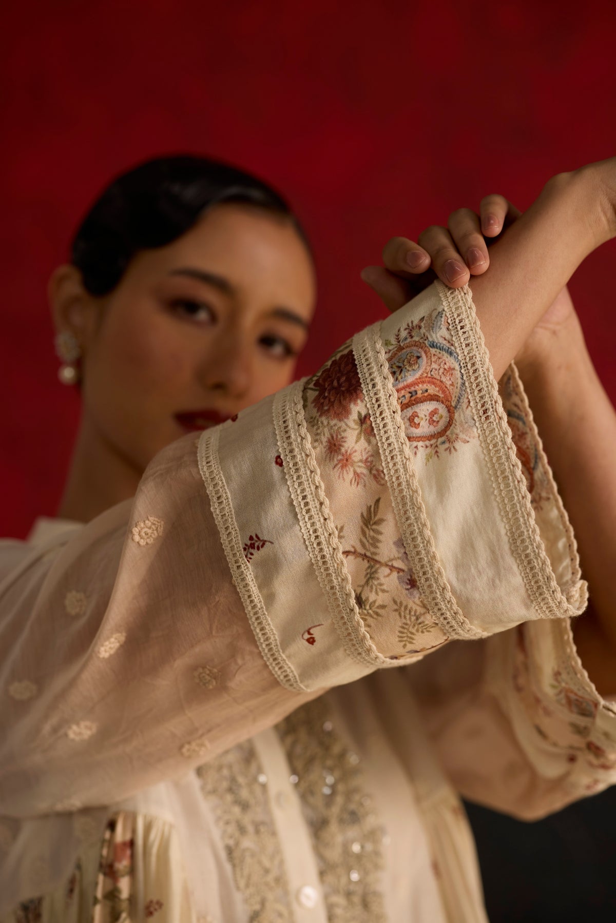 Bokashi Kurta set- Brown and Off white
