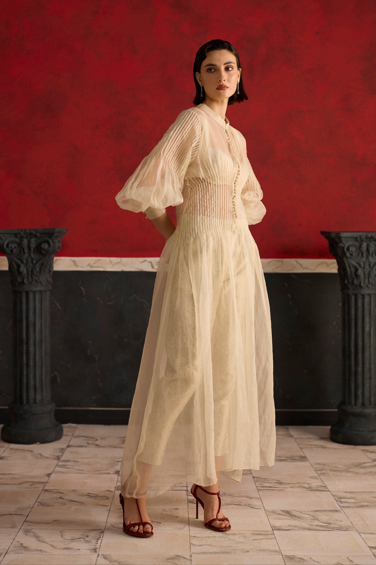 Serene Tunic Set- Off white and Gold
