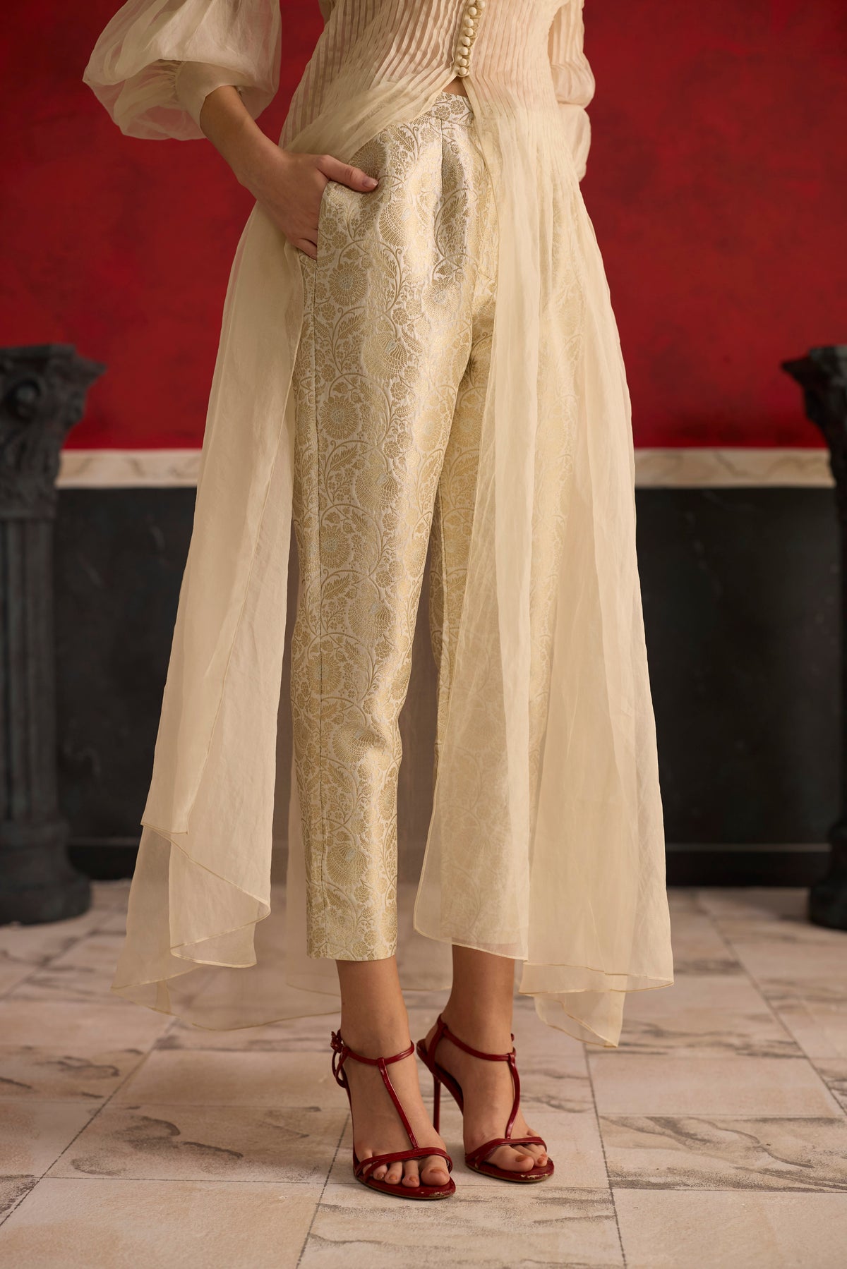 Serene Tunic Set- Off white and Gold