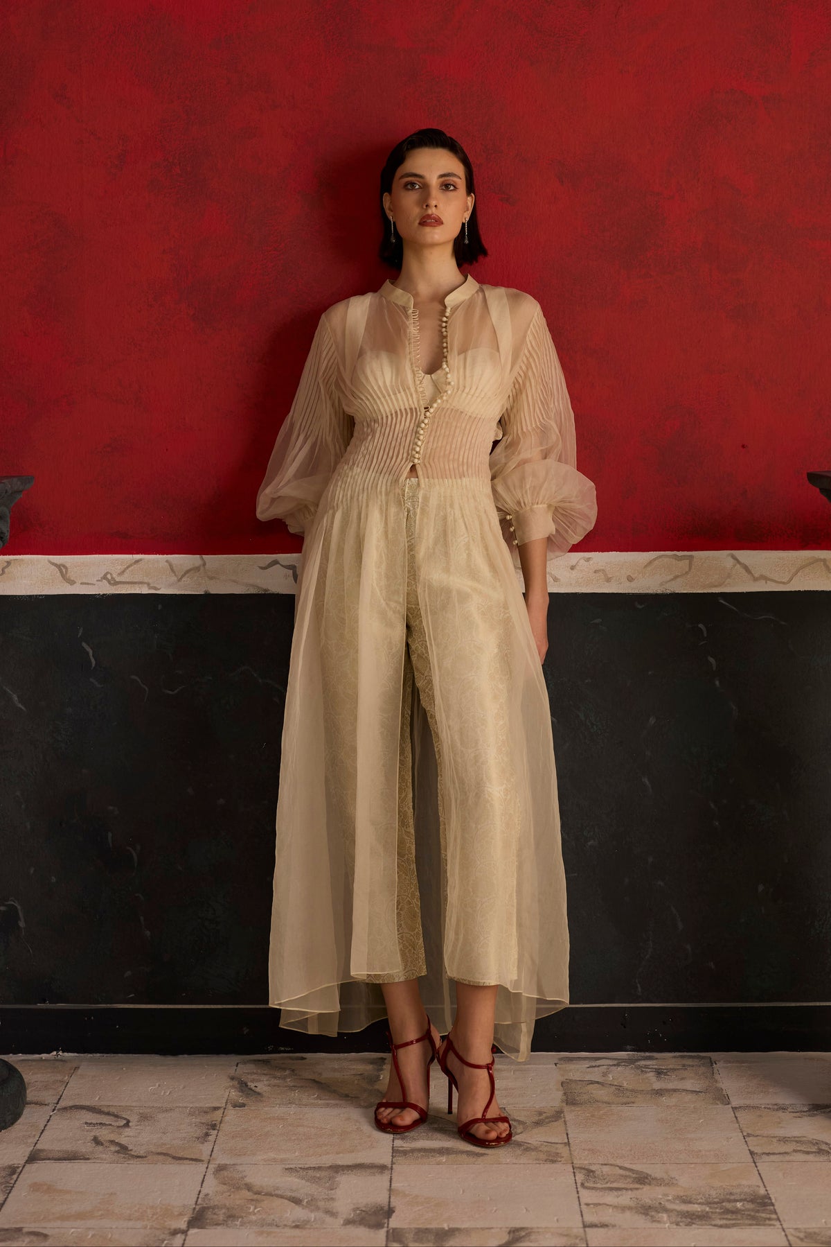 Serene Tunic Set- Off white and Gold