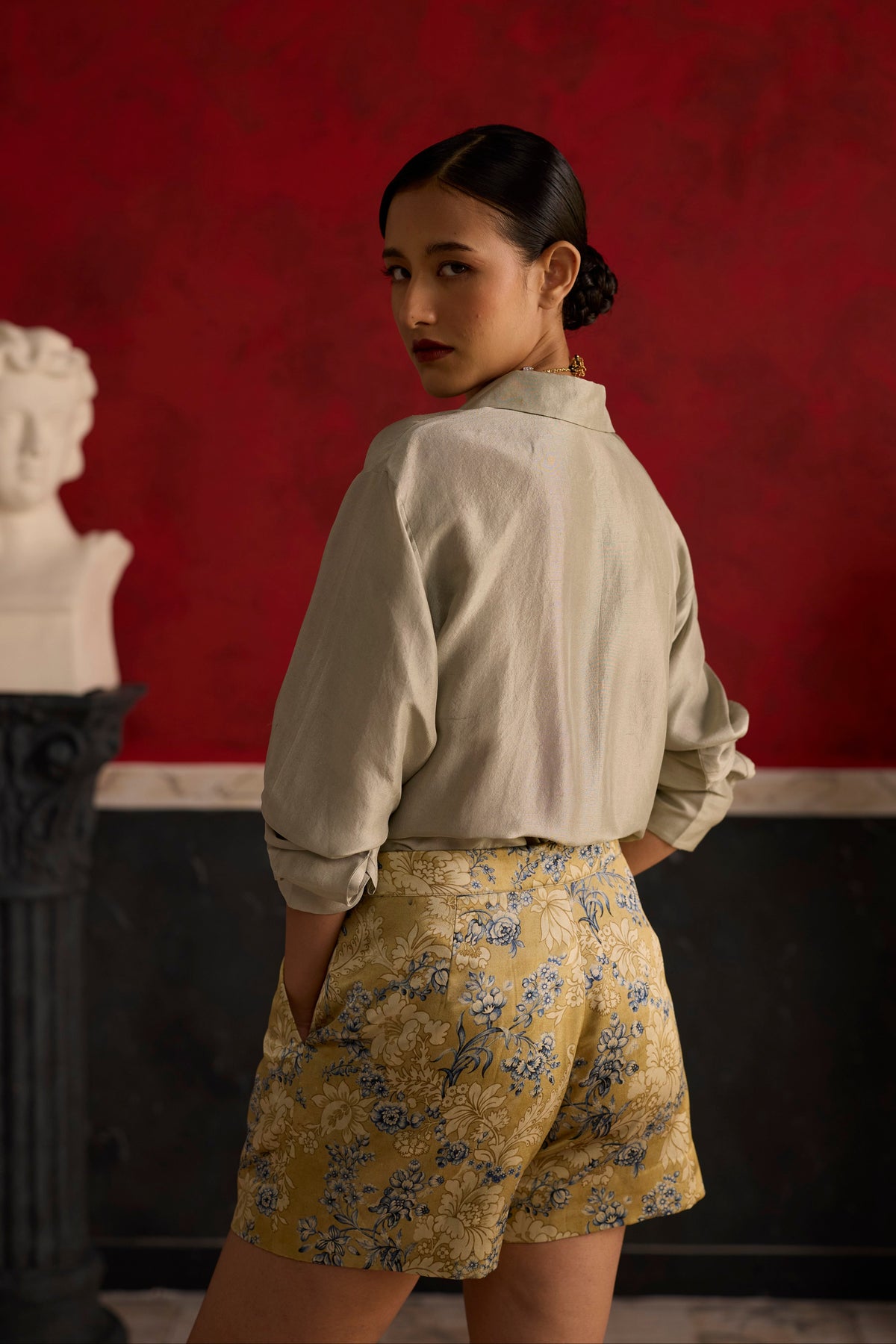 Eira Shorts- Blue and Beige