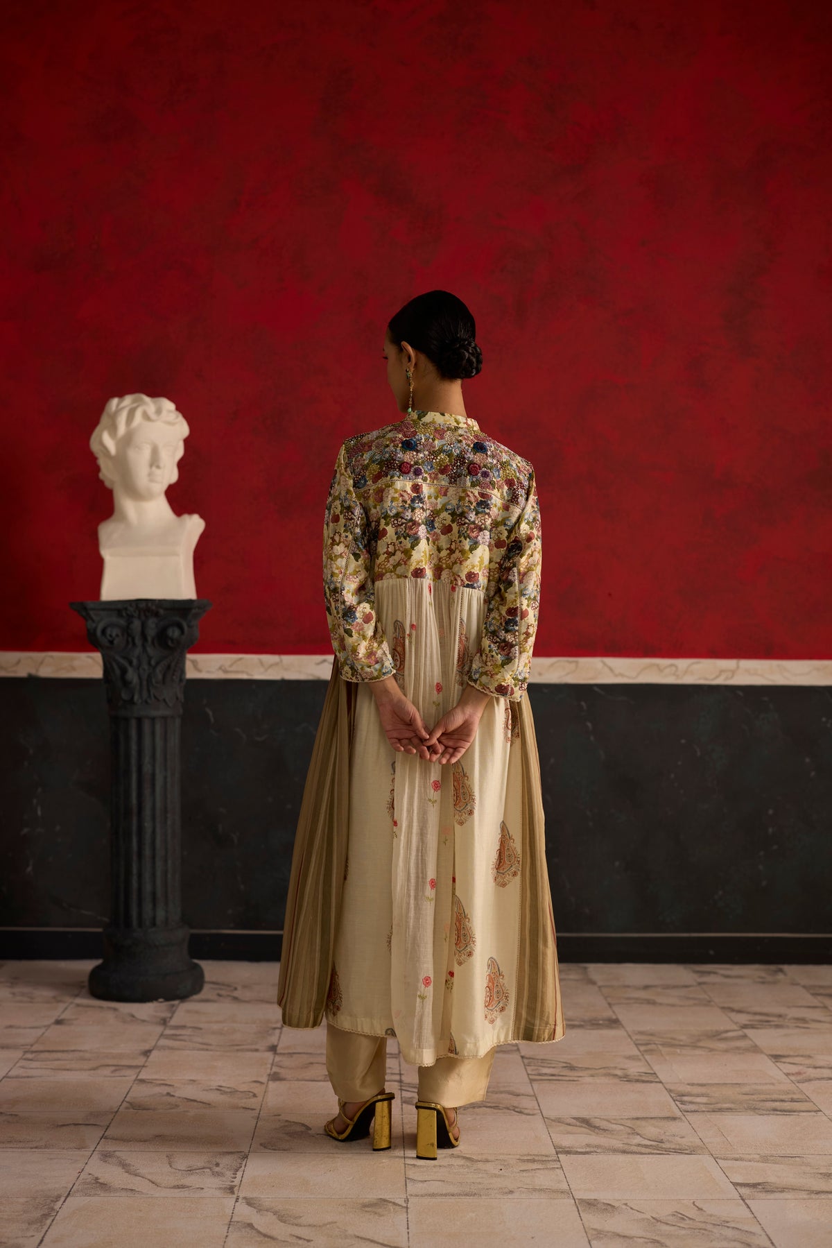 Chowa Kurta Set- Burgundy and Off white