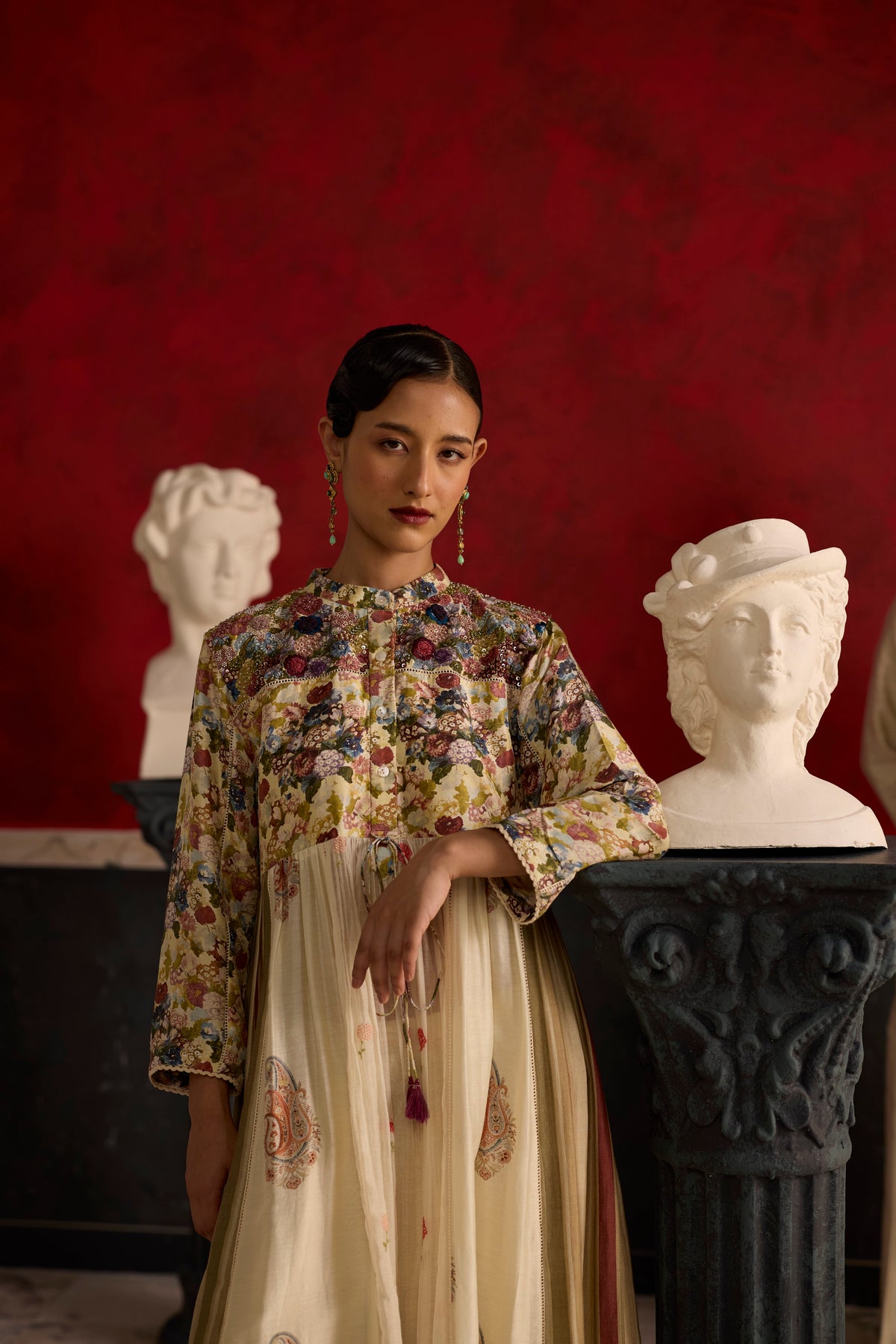 Chowa Kurta- Burgundy and Off white