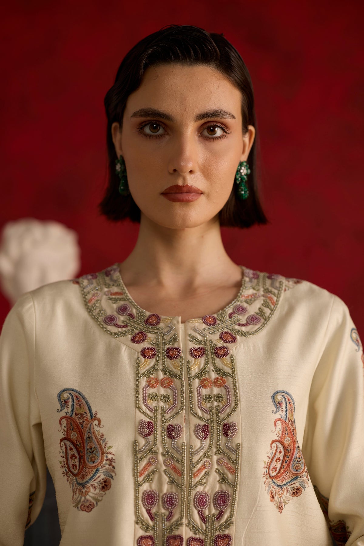 Vesper Jacket Set-  Off white and Pink