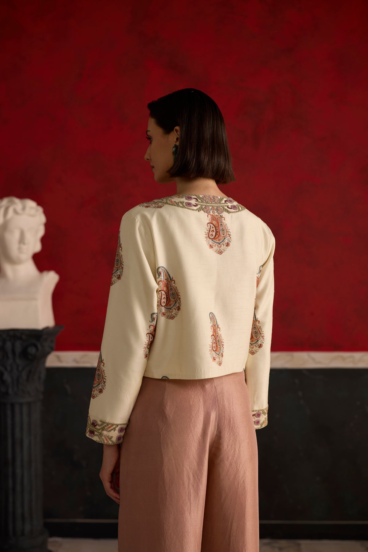 Vesper Jacket Set-  Off white and Pink
