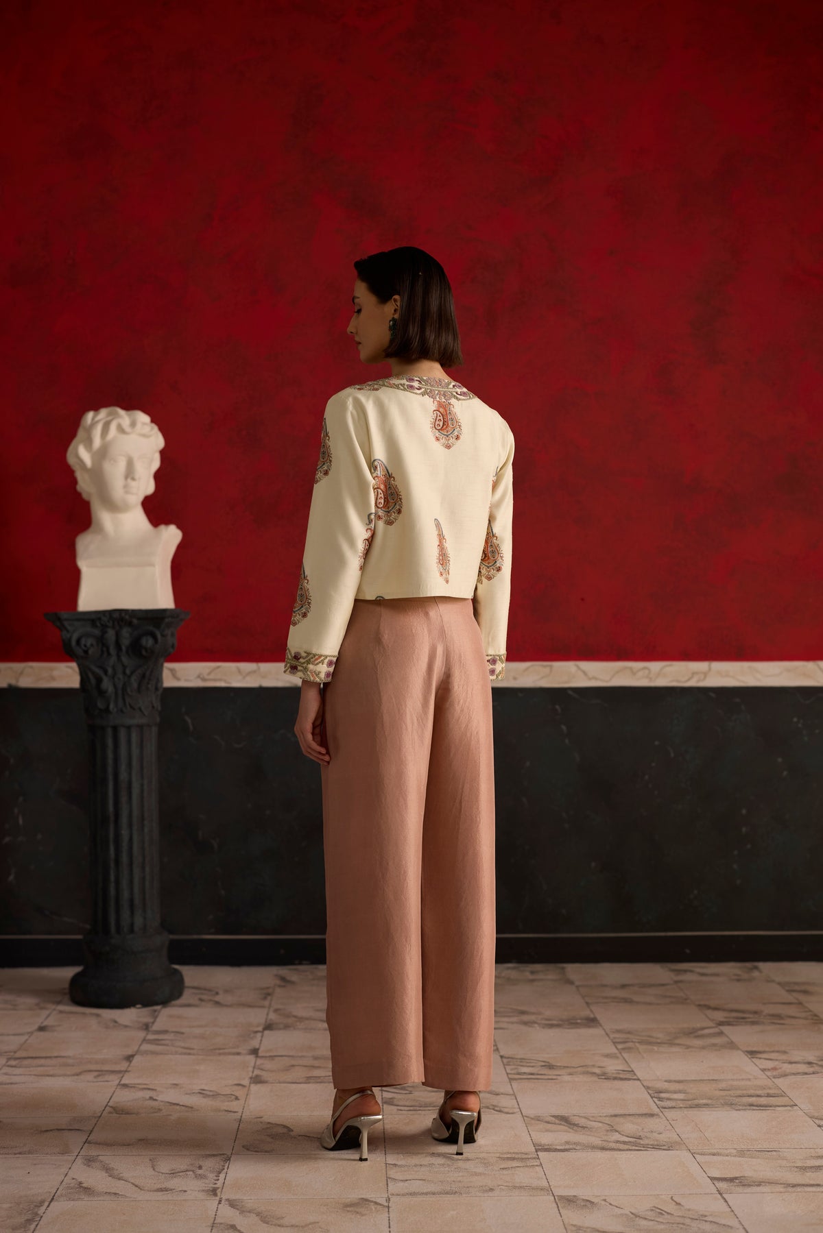Vesper Jacket Set-  Off white and Pink