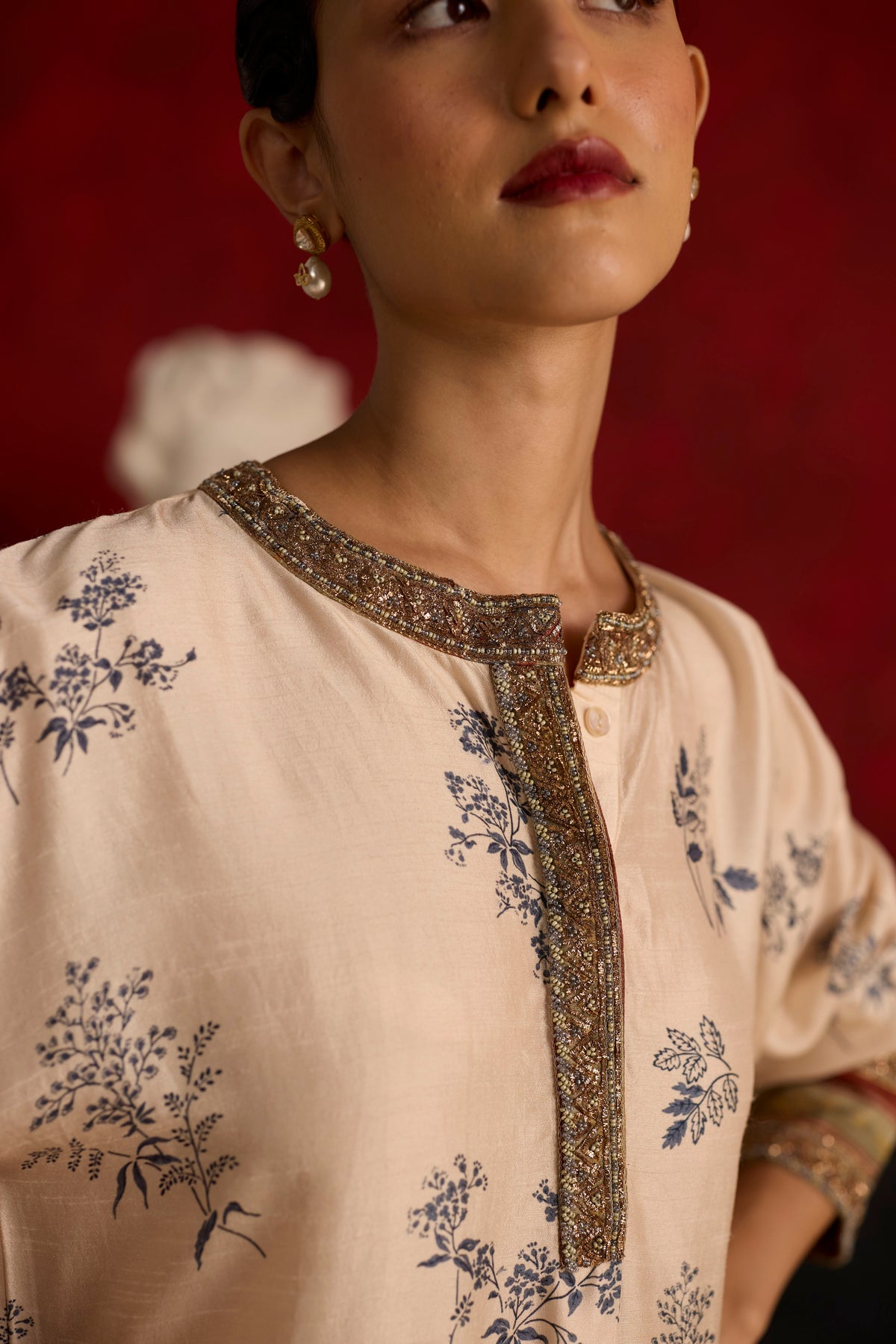 Liora Kurta set- Off white and blue