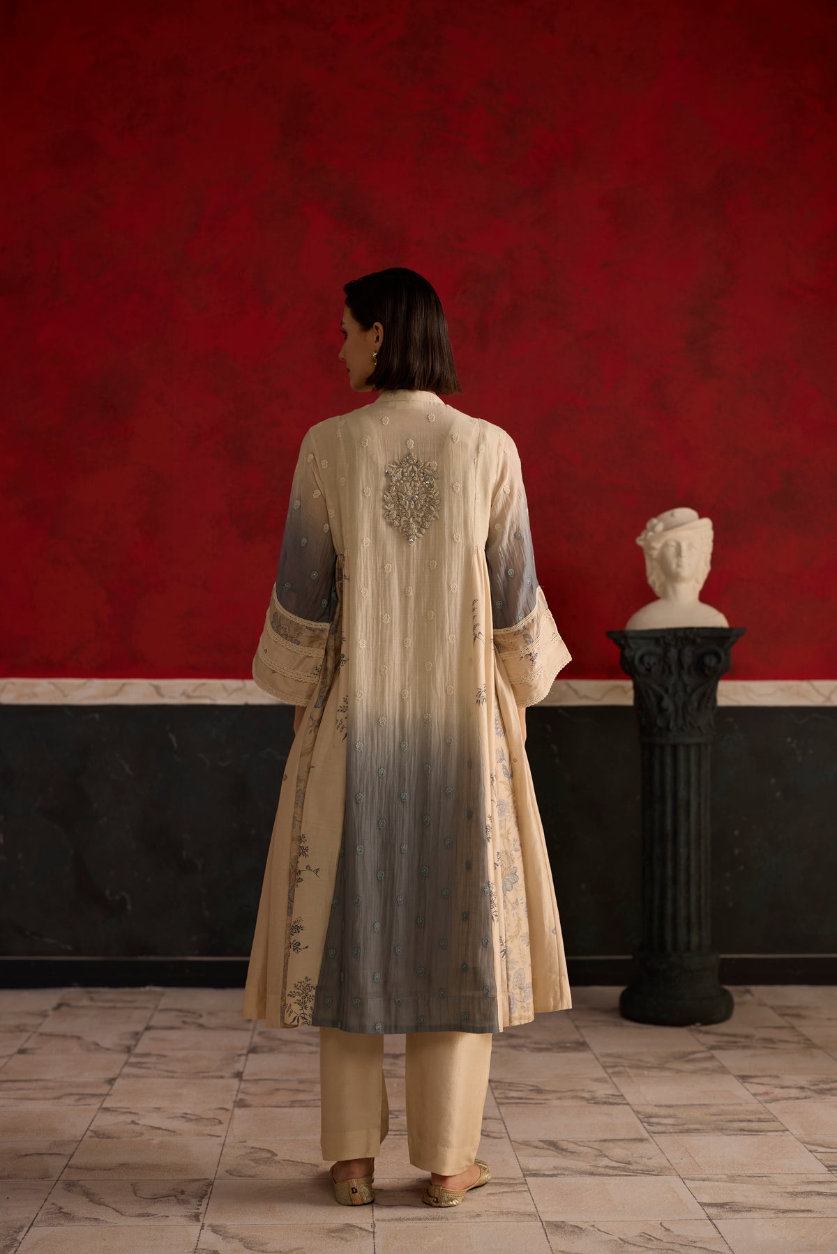Bokashi Kurta set- Blue and Beige